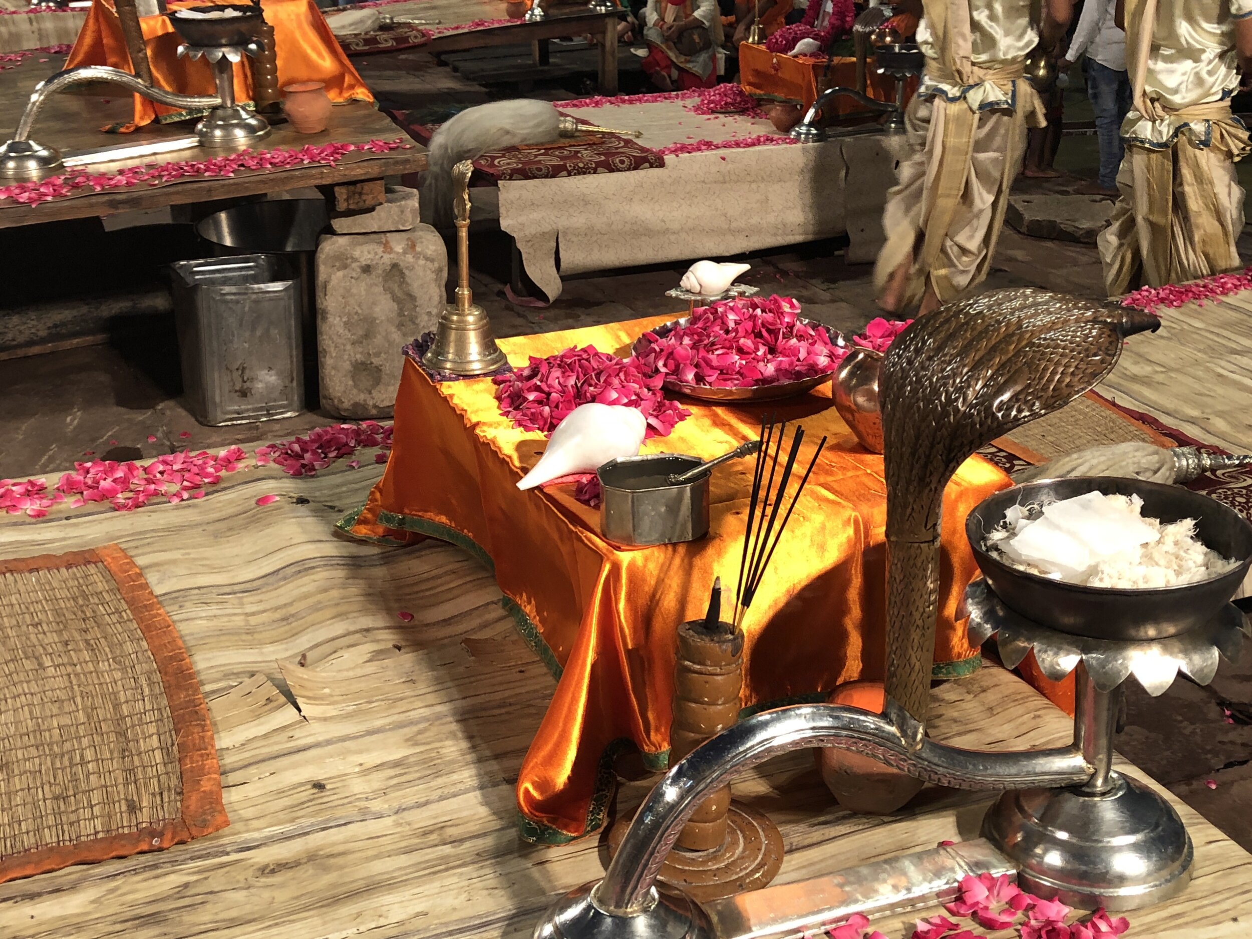 Setup for a Ganga Aarti - photo by Ash Burns