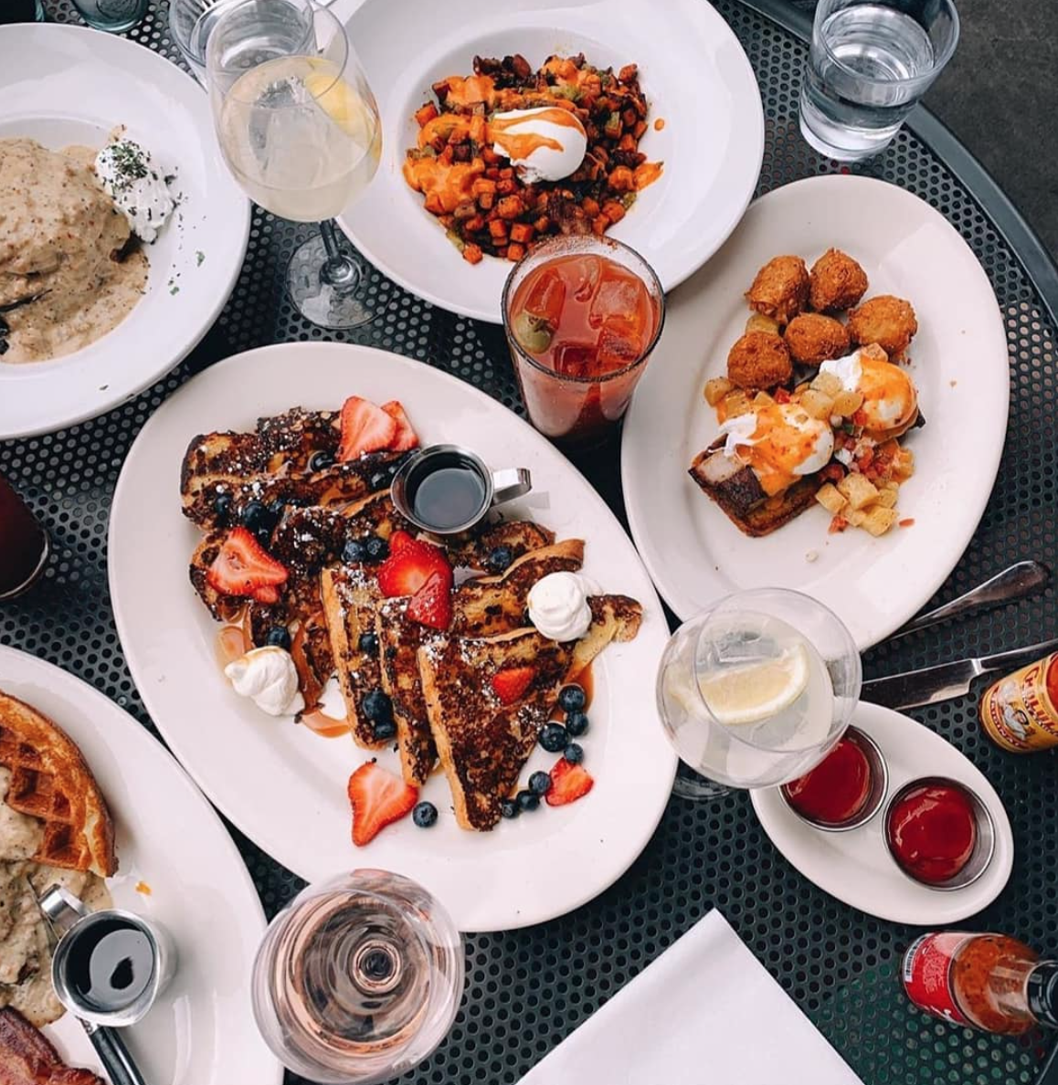 All the brunch things at Bacon Social House in Denver, Colorado