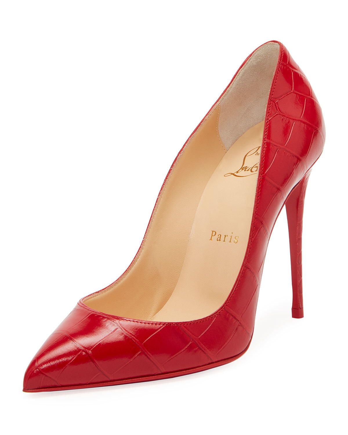 Christian Louboutin Pigalle Follies mock-croc 100mm red sole pumps