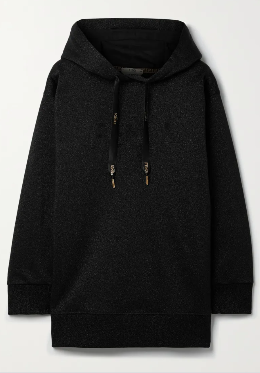 Fendi embossed metallic jersey hoodie