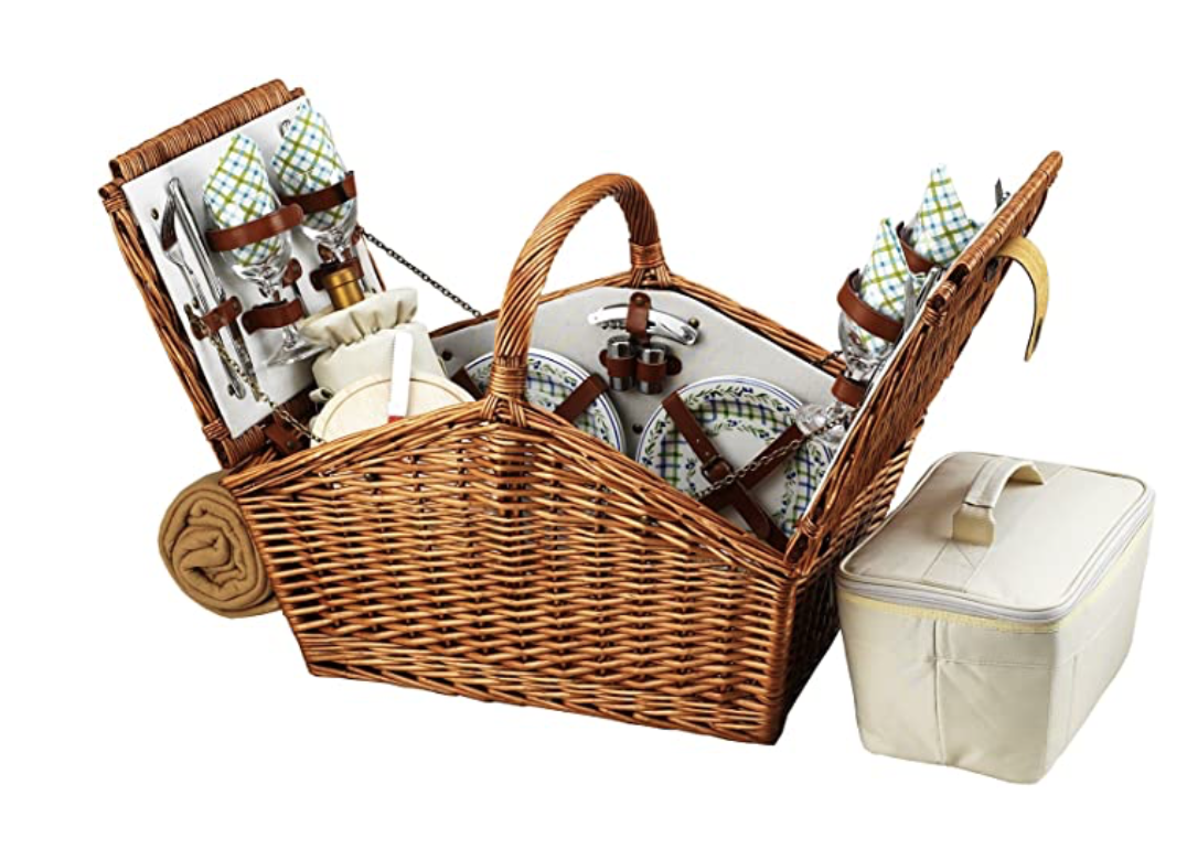 Picnic at Ascot Picnic Basket, Wicker with Gazebo Plates/Napkins