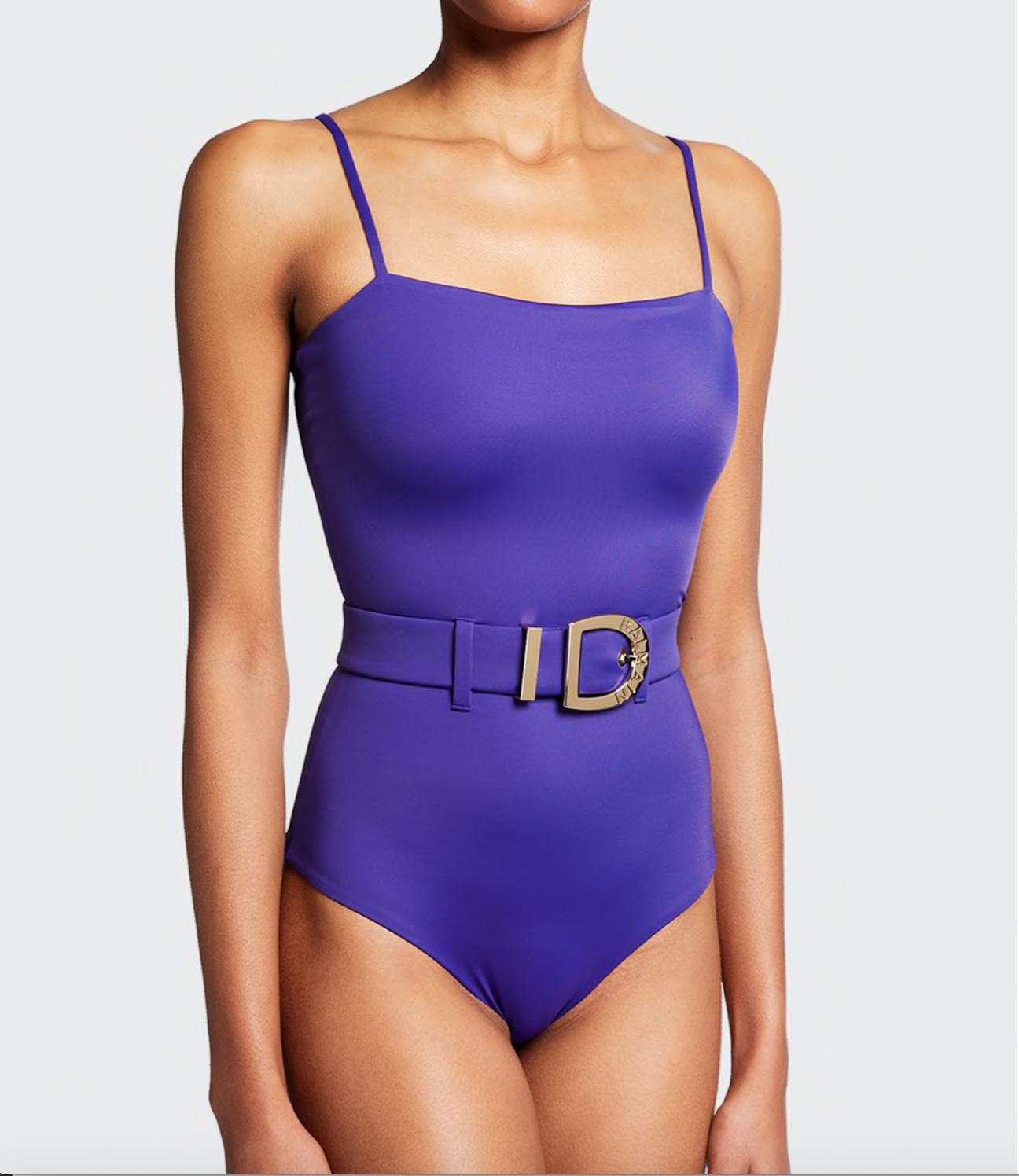 Balmain Solid Belted One-Piece Swimsuit - Bergdorf Goodman