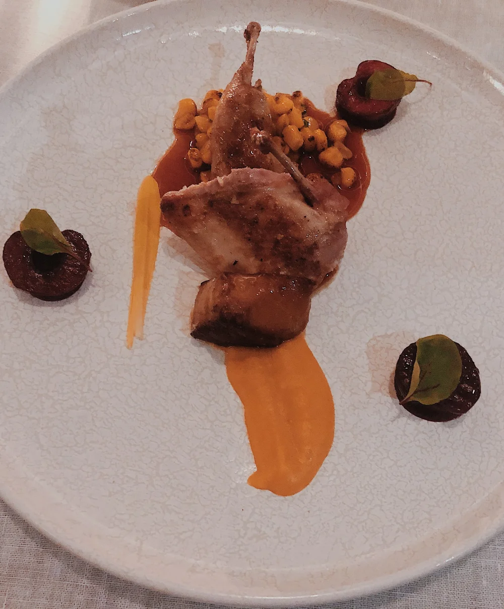 Murano: BBQ Quail with Black Cherries and Goose Liver