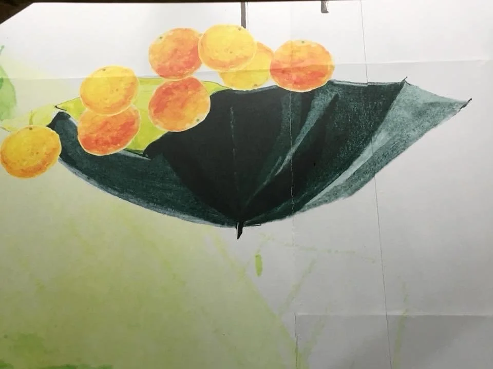 Hongkong street art oranges and umbrella.JPG