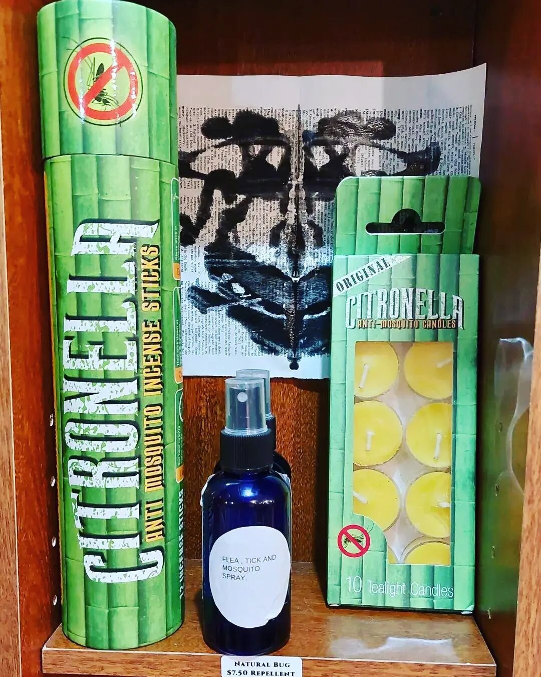Keep the bugs at bay! We have natural bug repellent, Large Citronella incense sticks for the yard and tea light candles!