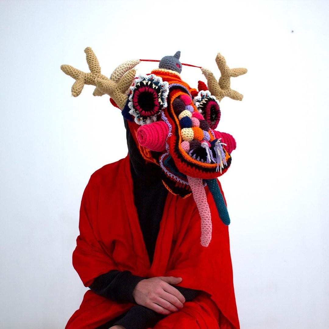 (ember) Dragon Mask, 2024. #crochet #handmade #mask #yearofdragon #zacmonday #artistsoninstagram #dragon.jpg