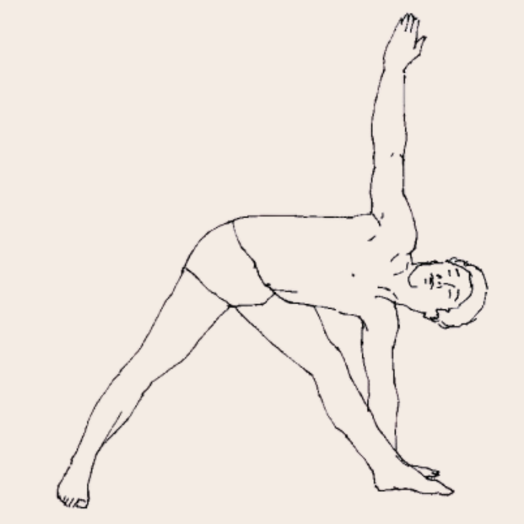A yoga student in trikonasana