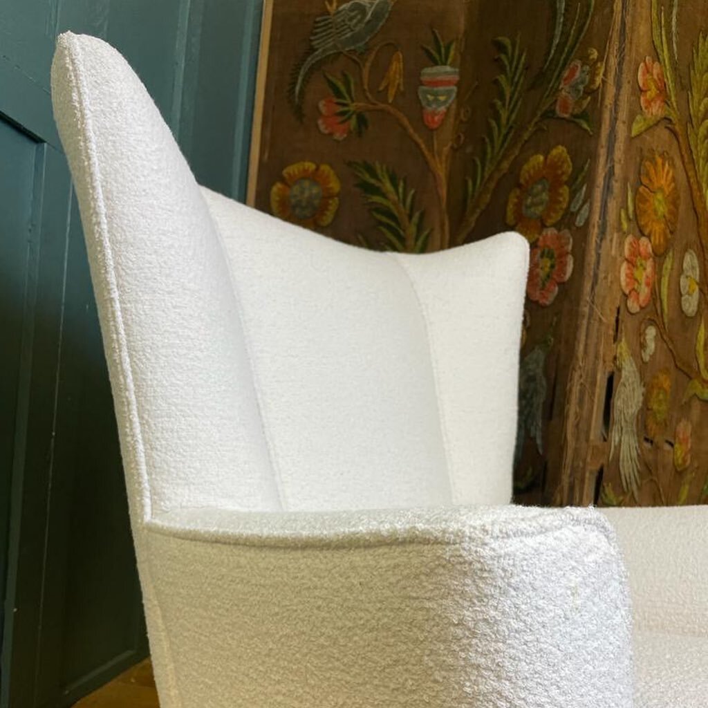 We recently had the pleasure of reviving this rare 1950's G Plan Armchair, model 406. Upholstered in White Premium Perennials Boucle. A wonderful example of a mid 1950&rsquo;s British wingback chair that was produced between 1956 - 1961. A treat for 