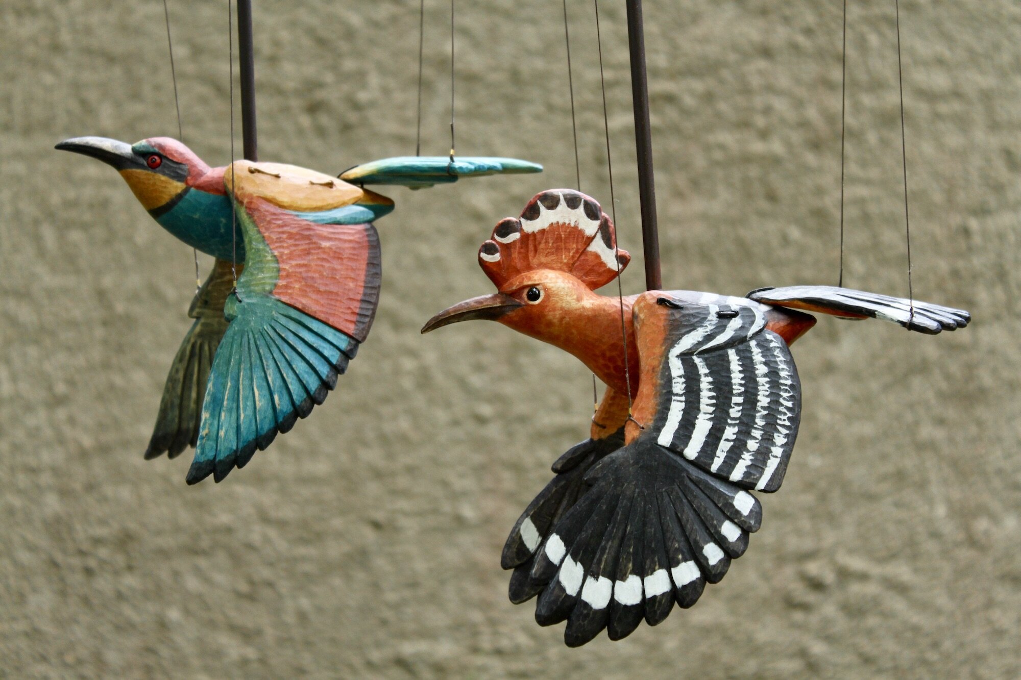 Hoopoe and Bee-eater Rod Marionettes