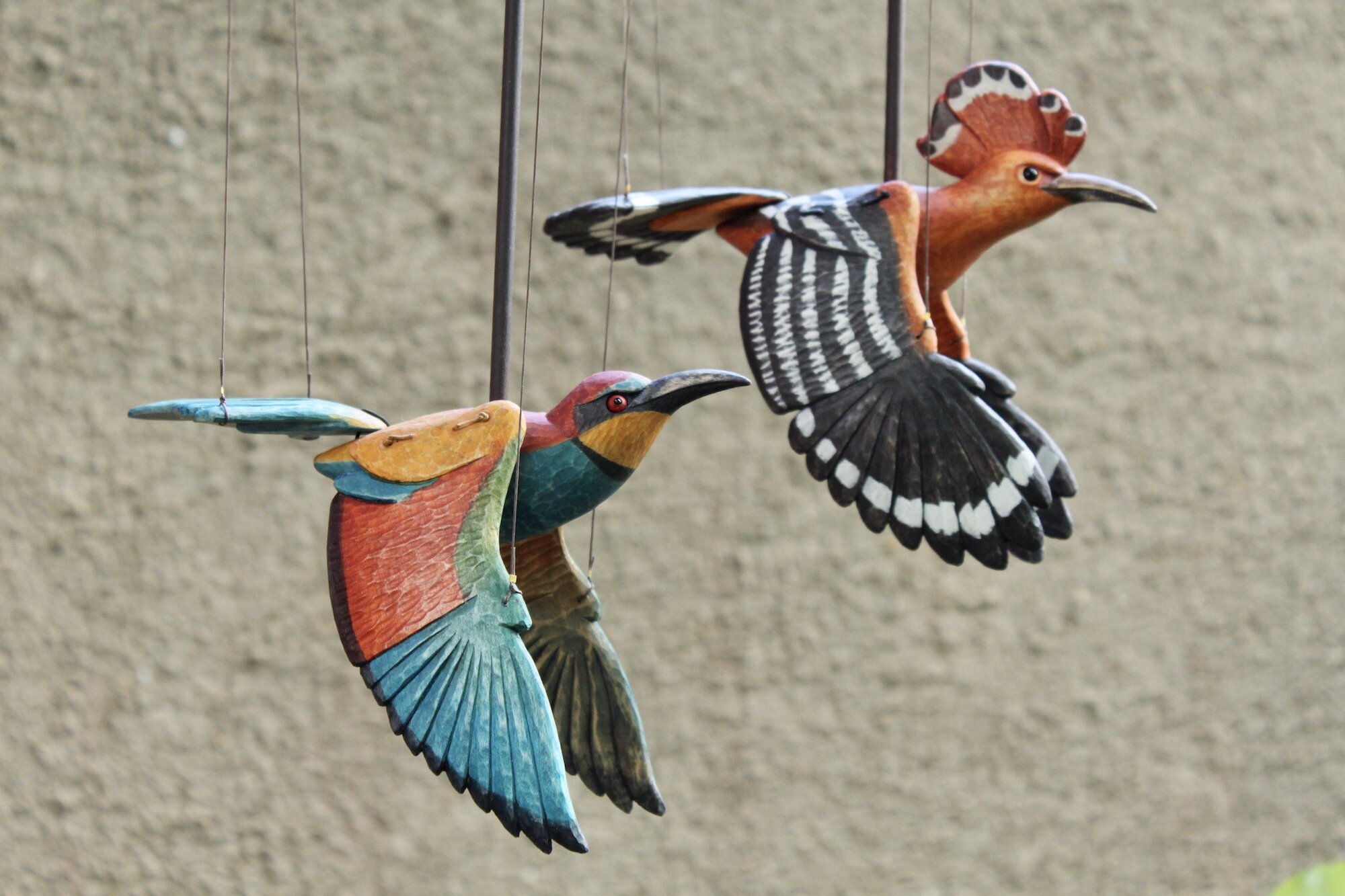 Hoopoe and Bee-eater Rod Marionettes