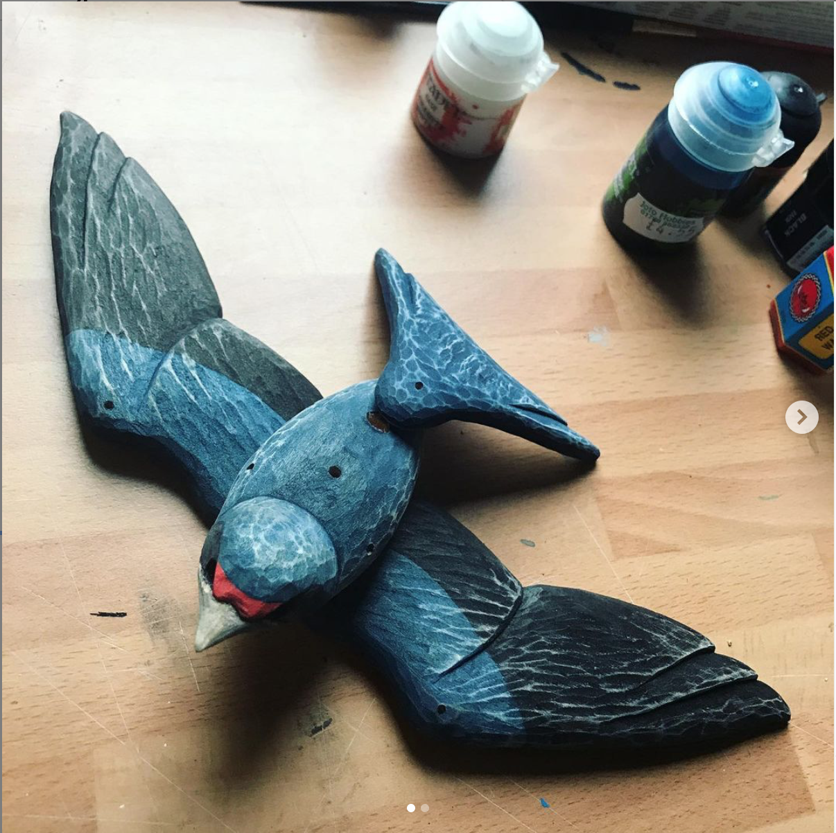  Swallow carved by a tutorial participant, January 2021 
