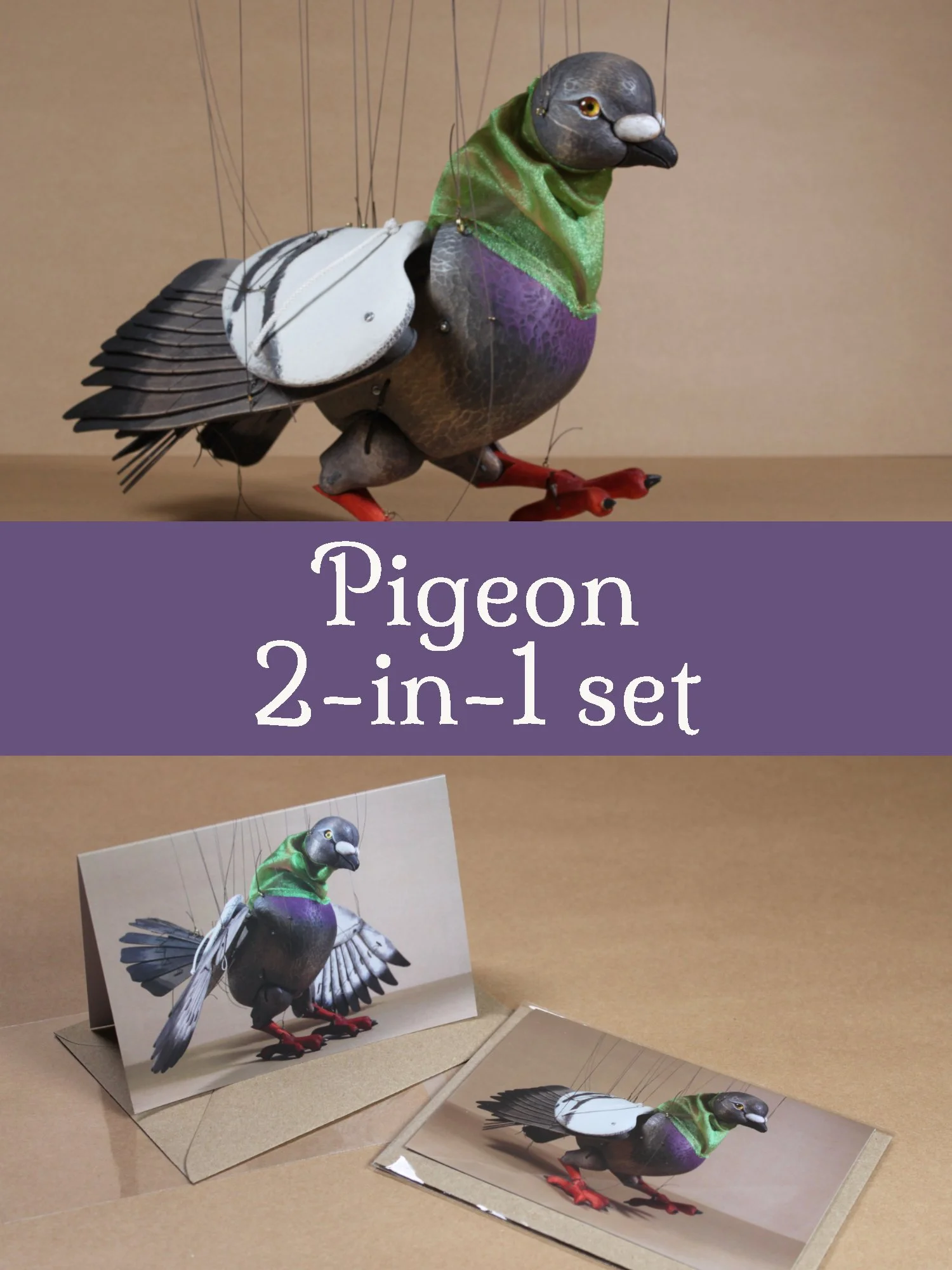 2 x A6 Greetings Cards: PIGEON