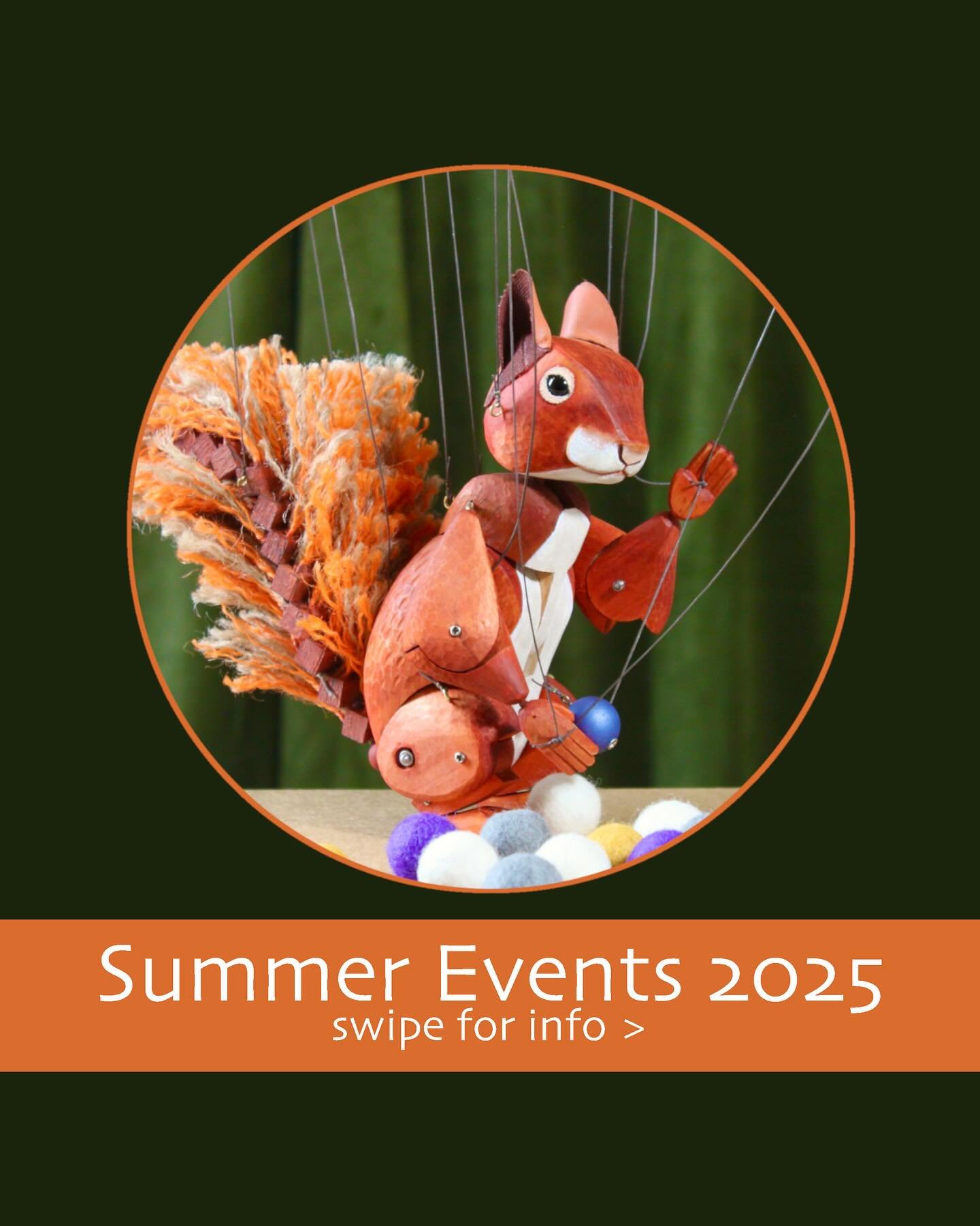 As well as touring our new show THE TREETOP CIRCUS with @theashplant, I also have some other events coming up this summer ☀️ Swipe for full dates of shows, workshops and exhibitions! More information on my website with links to venues (link in bio &g