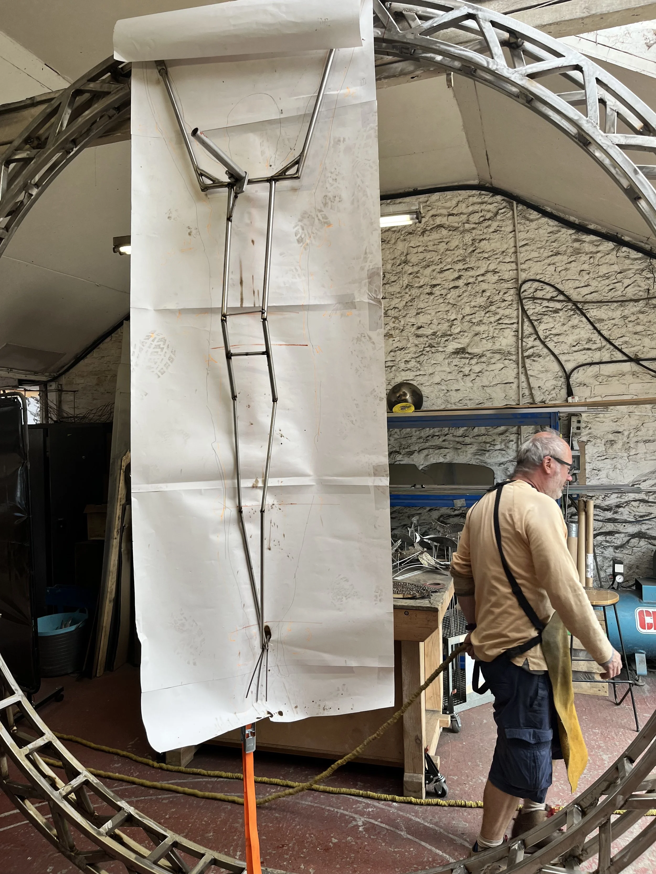 Hoop in progress 'Christ' Bronze, Copper and Stainless Sculpture by James Sutton Sculpture