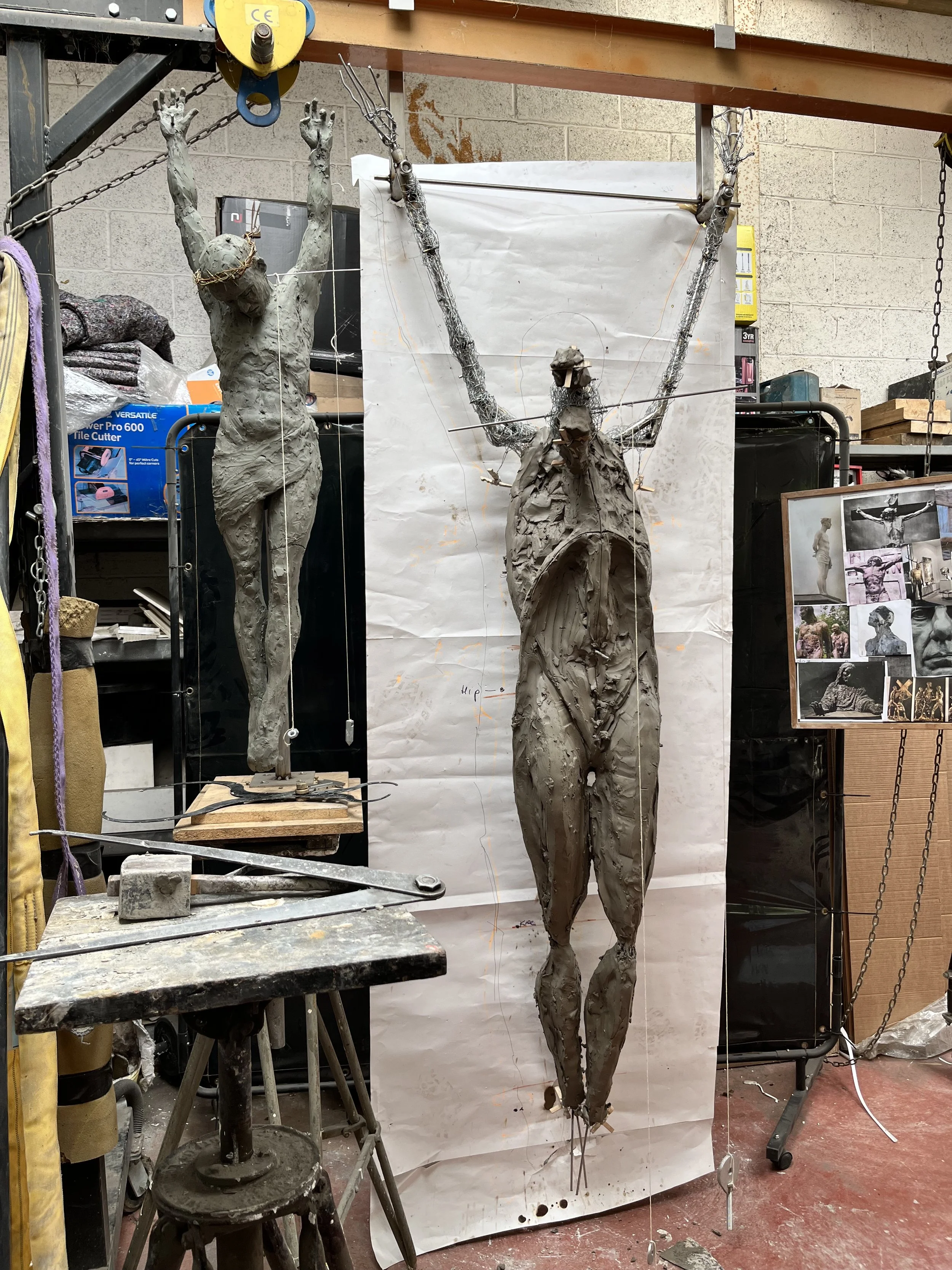 Work in progress 'Christ' Bronze, Copper and Stainless Sculpture by James Sutton Sculpture