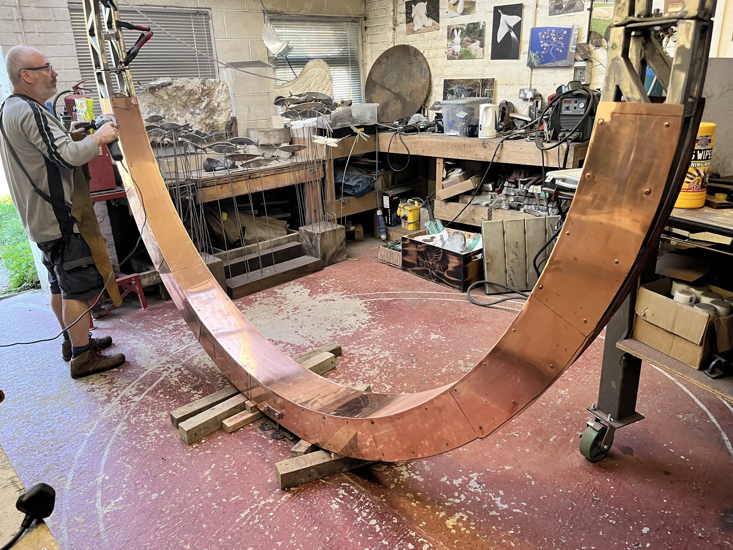 Hoop in progress 'Christ' Bronze, Copper and Stainless Sculpture by James Sutton Sculpture