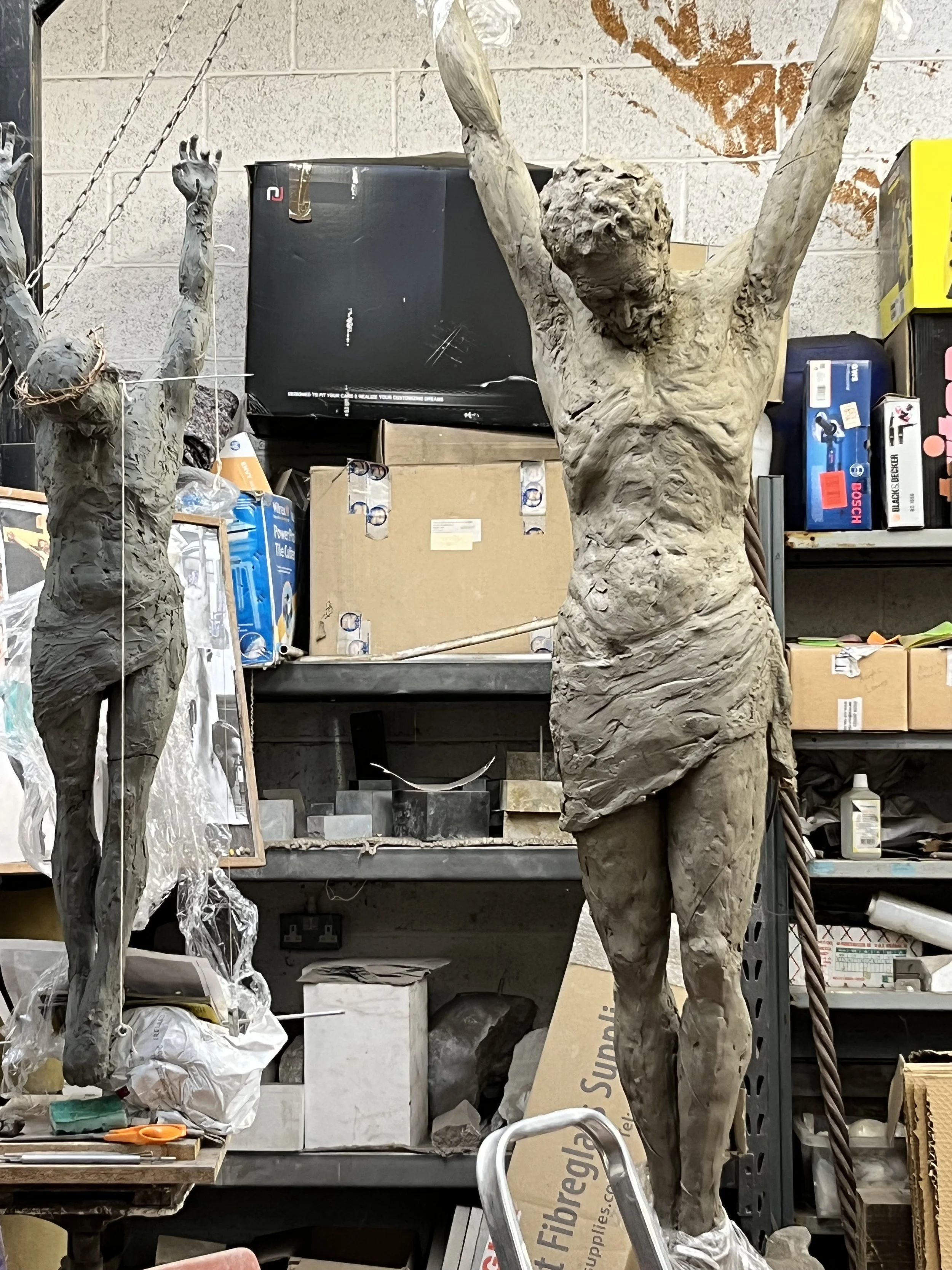 Work in progress 'Christ' Bronze, Copper and Stainless Sculpture by James Sutton Sculpture