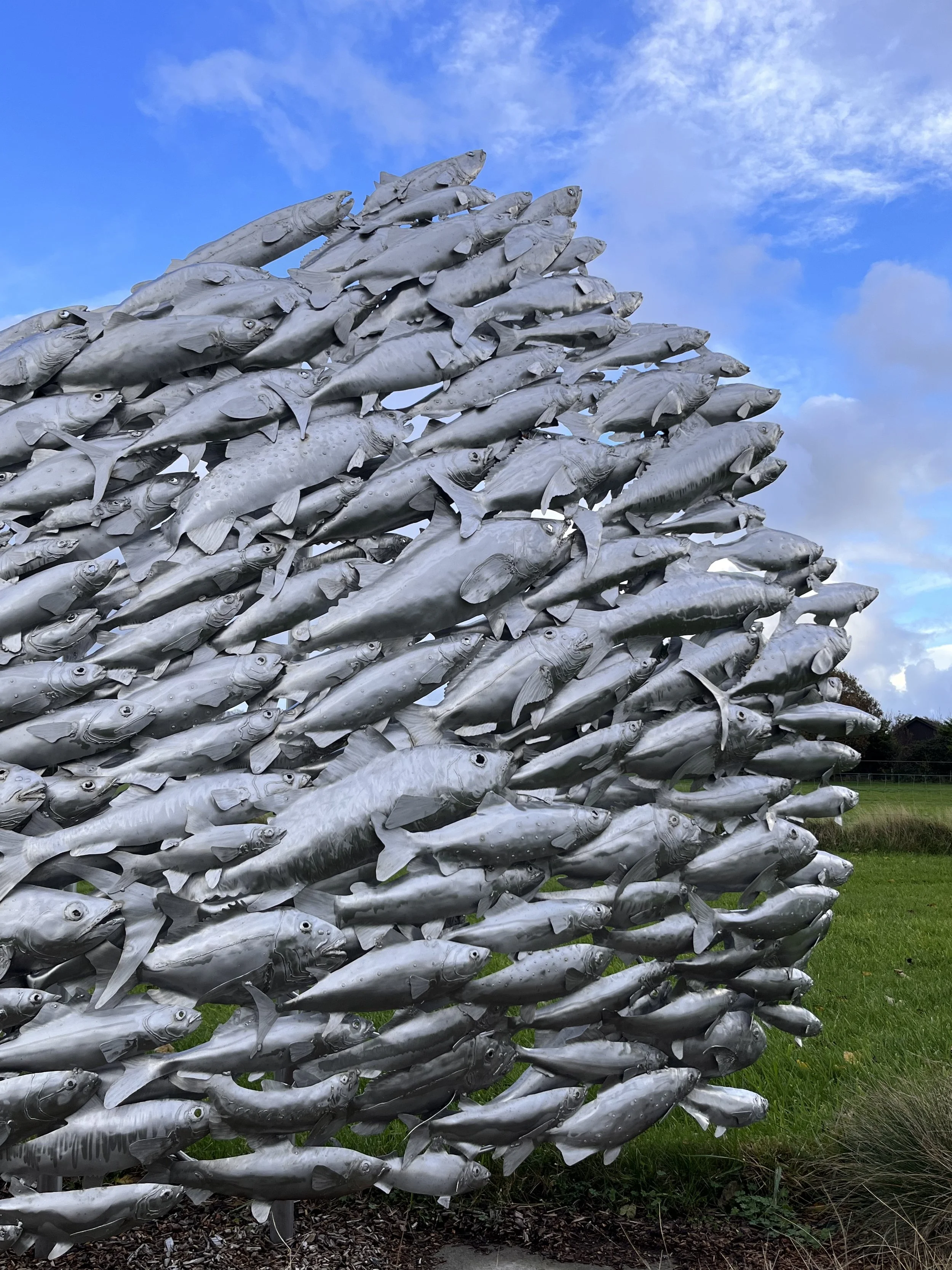   Monumental Stainless Steel Sculpture | Bespoke Corporate &amp; Private Commission    Stainless steel   Approx. dimensions:  8 m long × almost 3 m high  Created:  2019–2020  Site-specific commission for a private business, Isle of Man   Similar monu