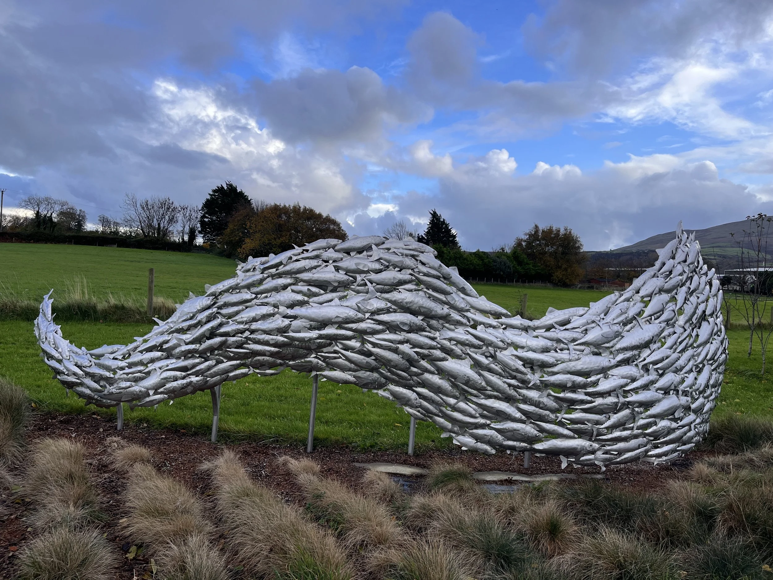  Monumental Stainless Steel Sculpture | Bespoke Corporate &amp; Private Commission    Stainless steel   Approx. dimensions:  8 m long × almost 3 m high  Created:  2019–2020  Site-specific commission for a private business, Isle of Man   Similar monu