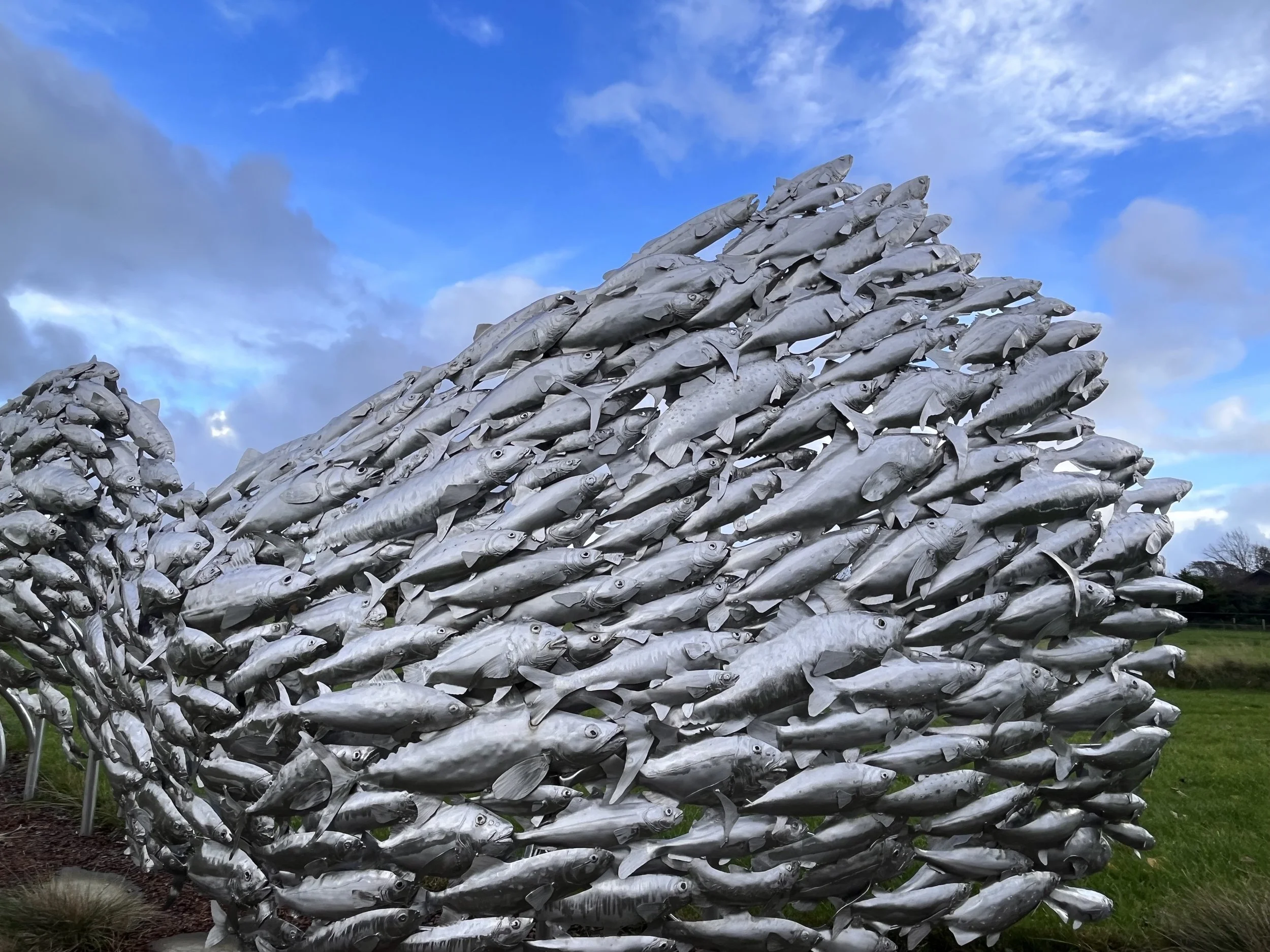   Monumental Stainless Steel Sculpture | Bespoke Corporate &amp; Private Commission    Stainless steel   Approx. dimensions:  8 m long × almost 3 m high  Created:  2019–2020  Site-specific commission for a private business, Isle of Man   Similar monu