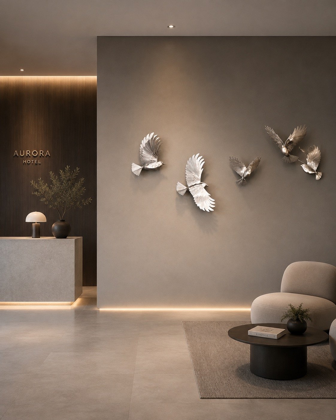Visualisation of Bird Sculpture for a Hotel, Office or Residential Interior