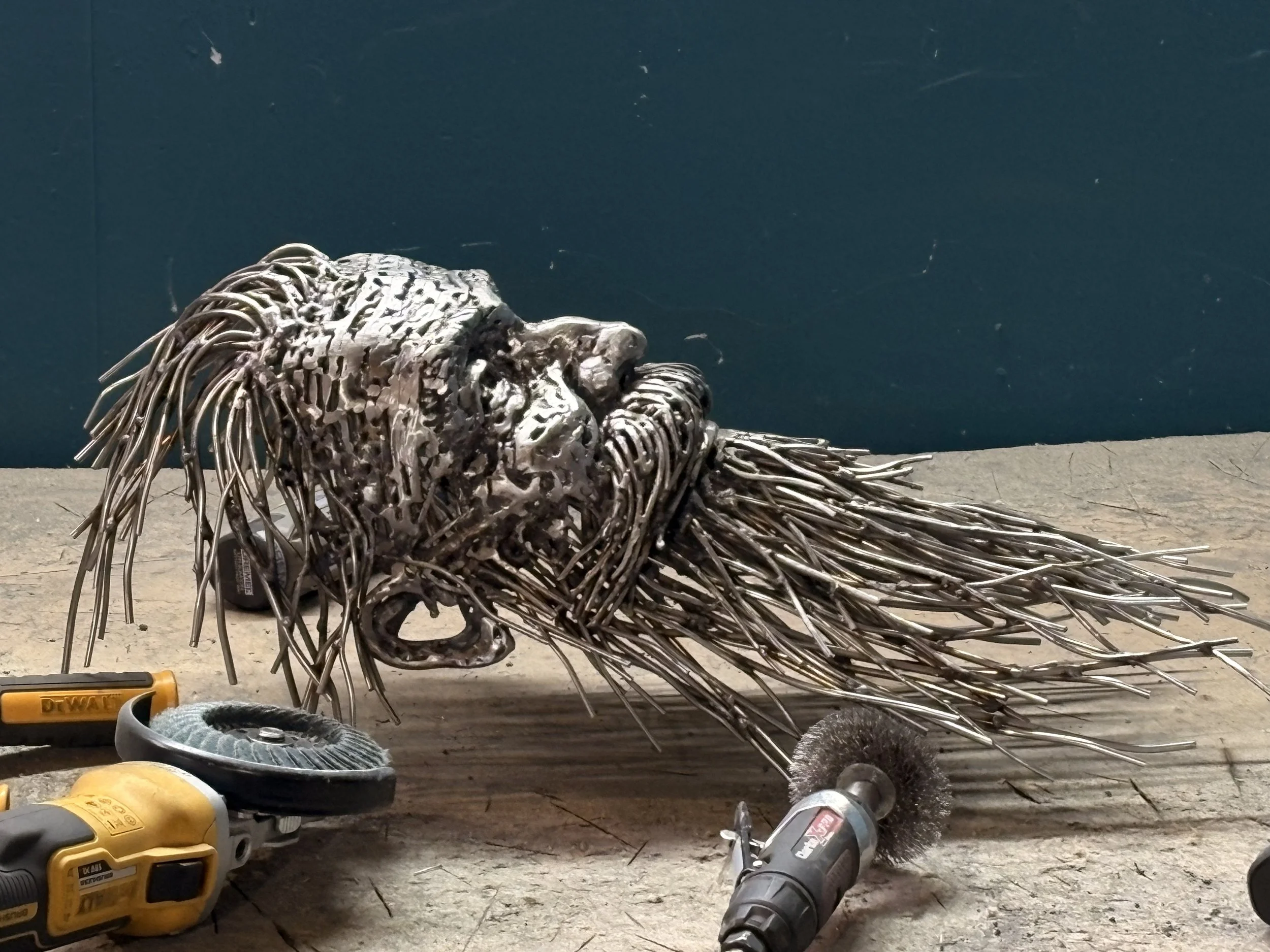Metal sculpture in progress by James Sutton Sculpture