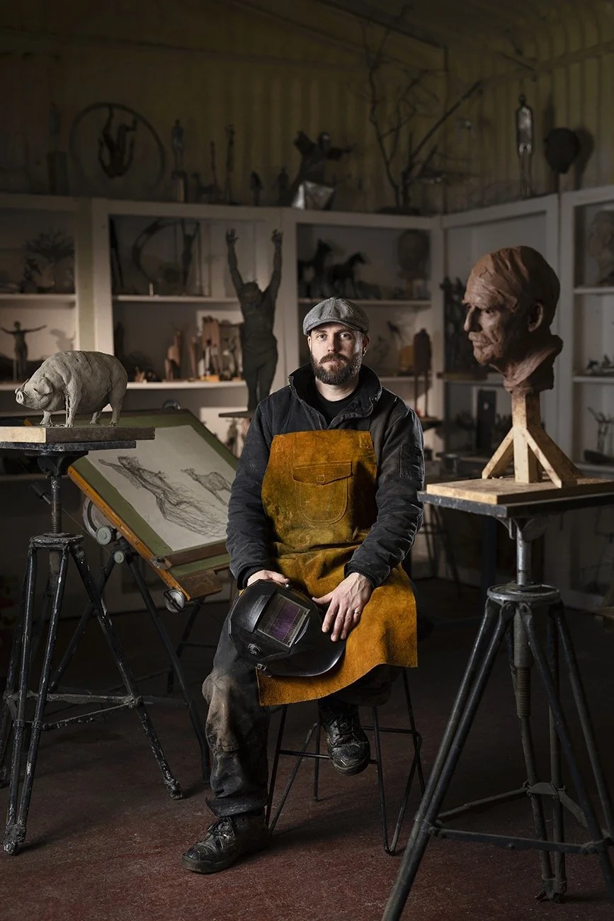Studio shot of James Sutton in his Sculpture studio
