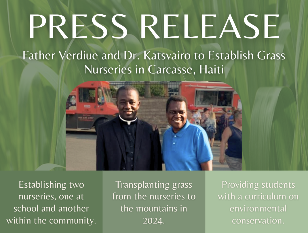 Father Patrick Verdiue and Dr. Katsvairo to Establish Grass Nurseries in Carcasse, Haiti