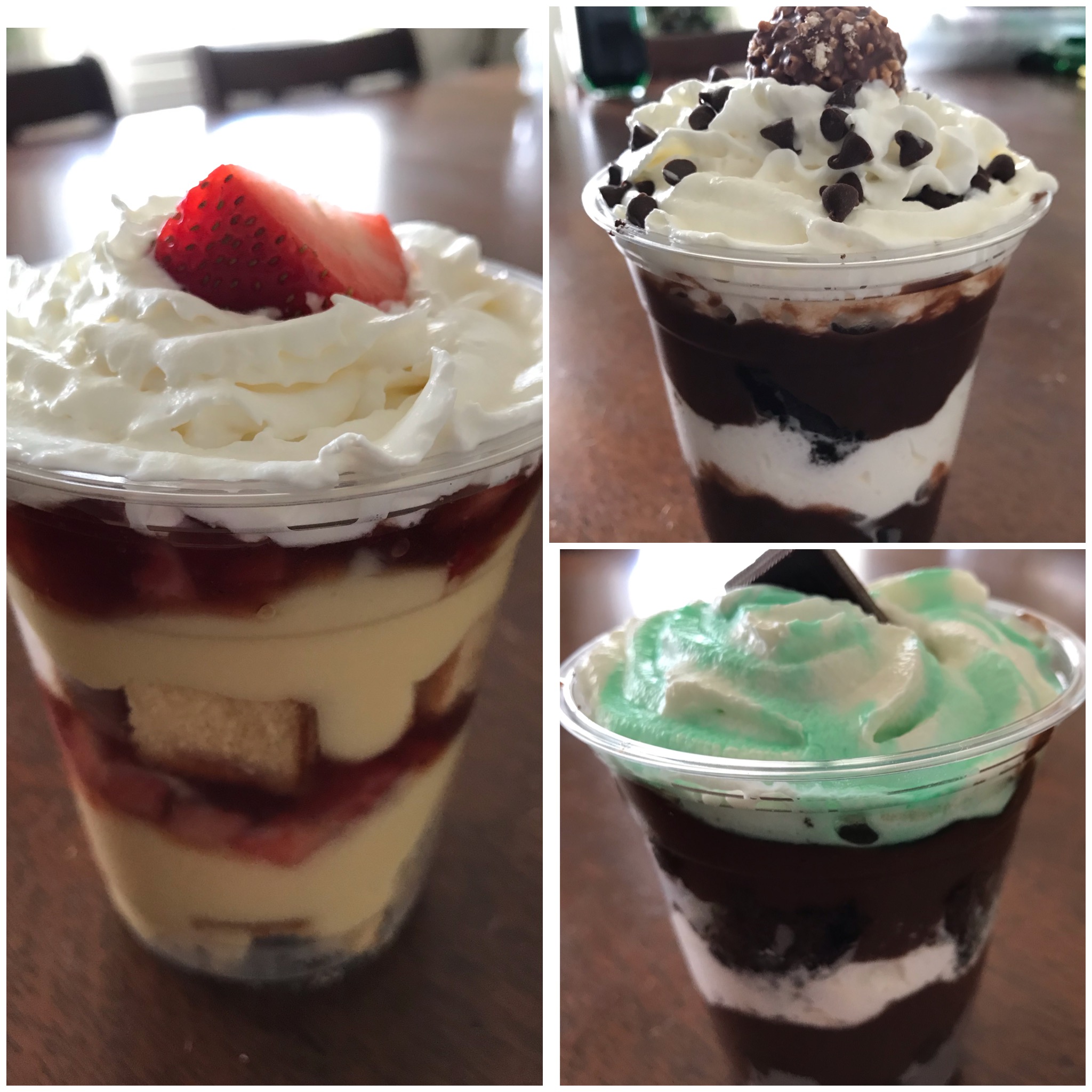 Parfaits - Strawberry Shortcake, Nutella, Creme de Menthe