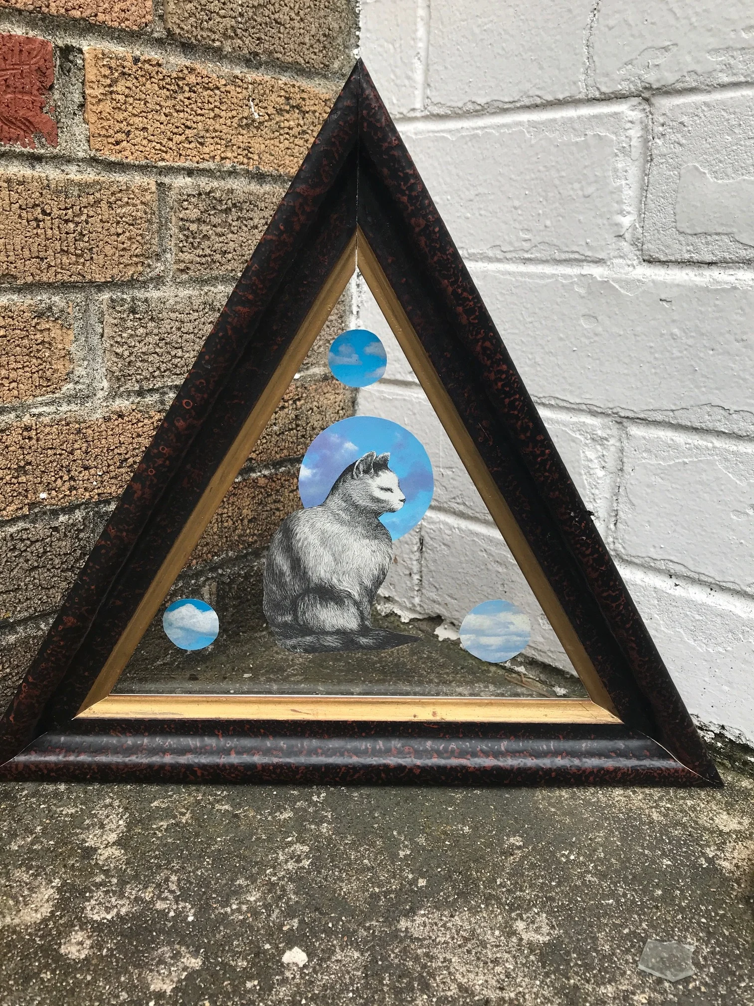 Cat Collage on Acrylic - Triangle Frame