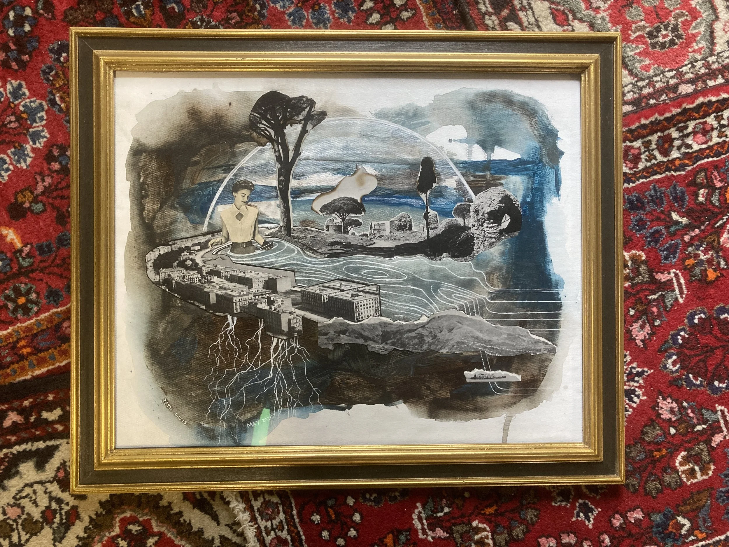 Collage in Gold & Black Frame