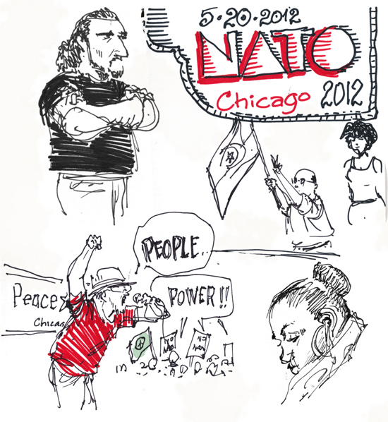 Sketches from the NATO protests