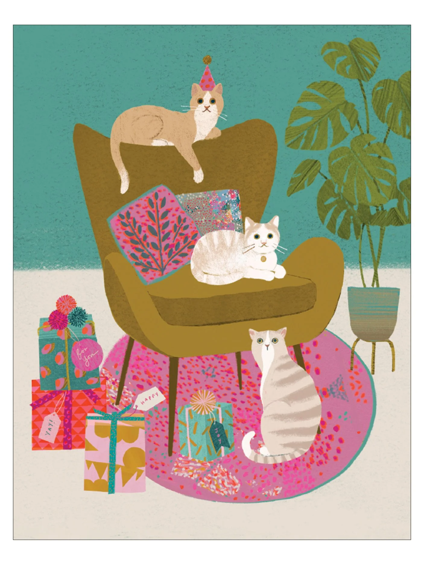 Birthday Cats on Chair