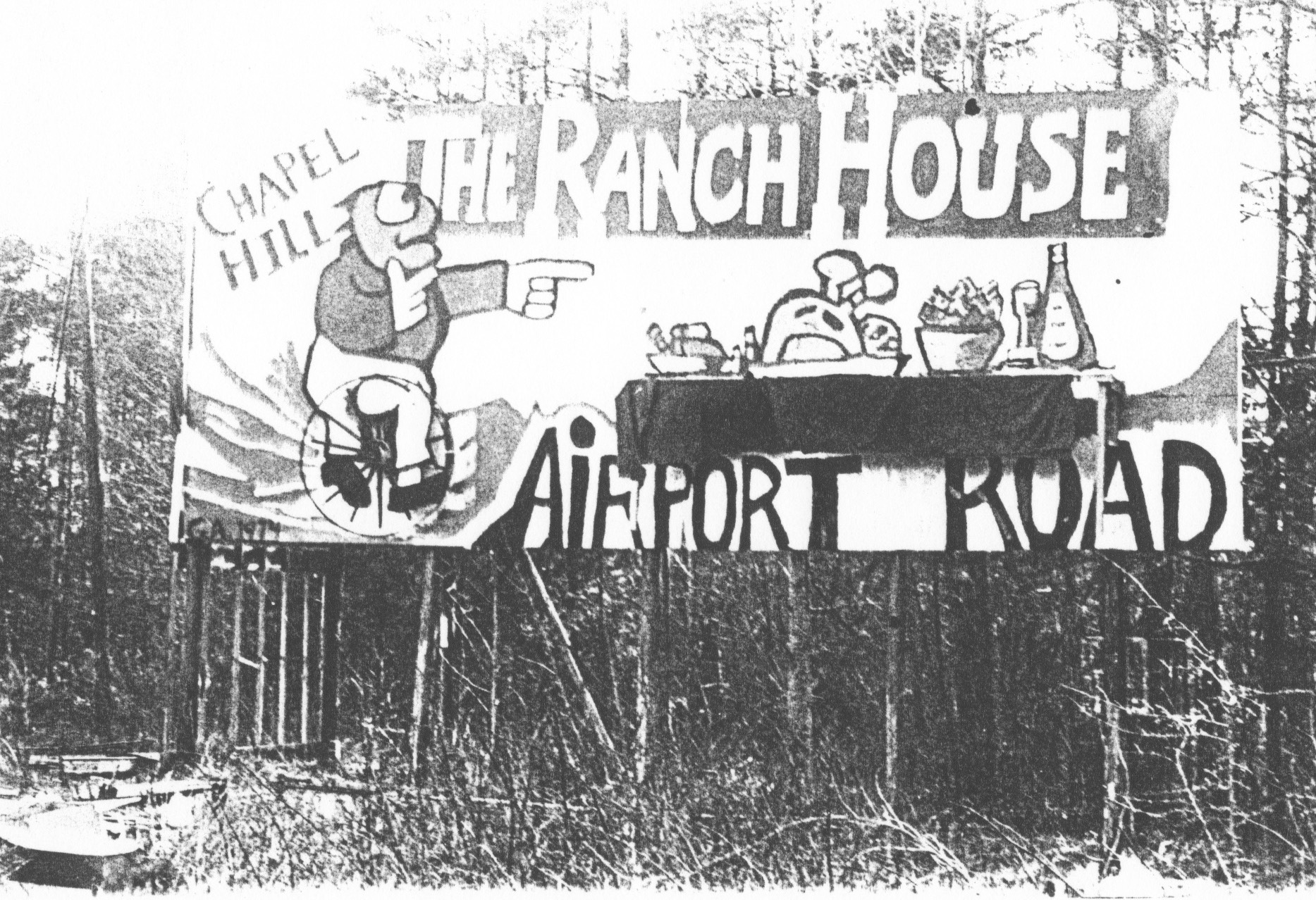 The Ranch House Restaurant Billboard , US 15-501 Bypass , Chapel Hill, NC — painted when Gene was 18.