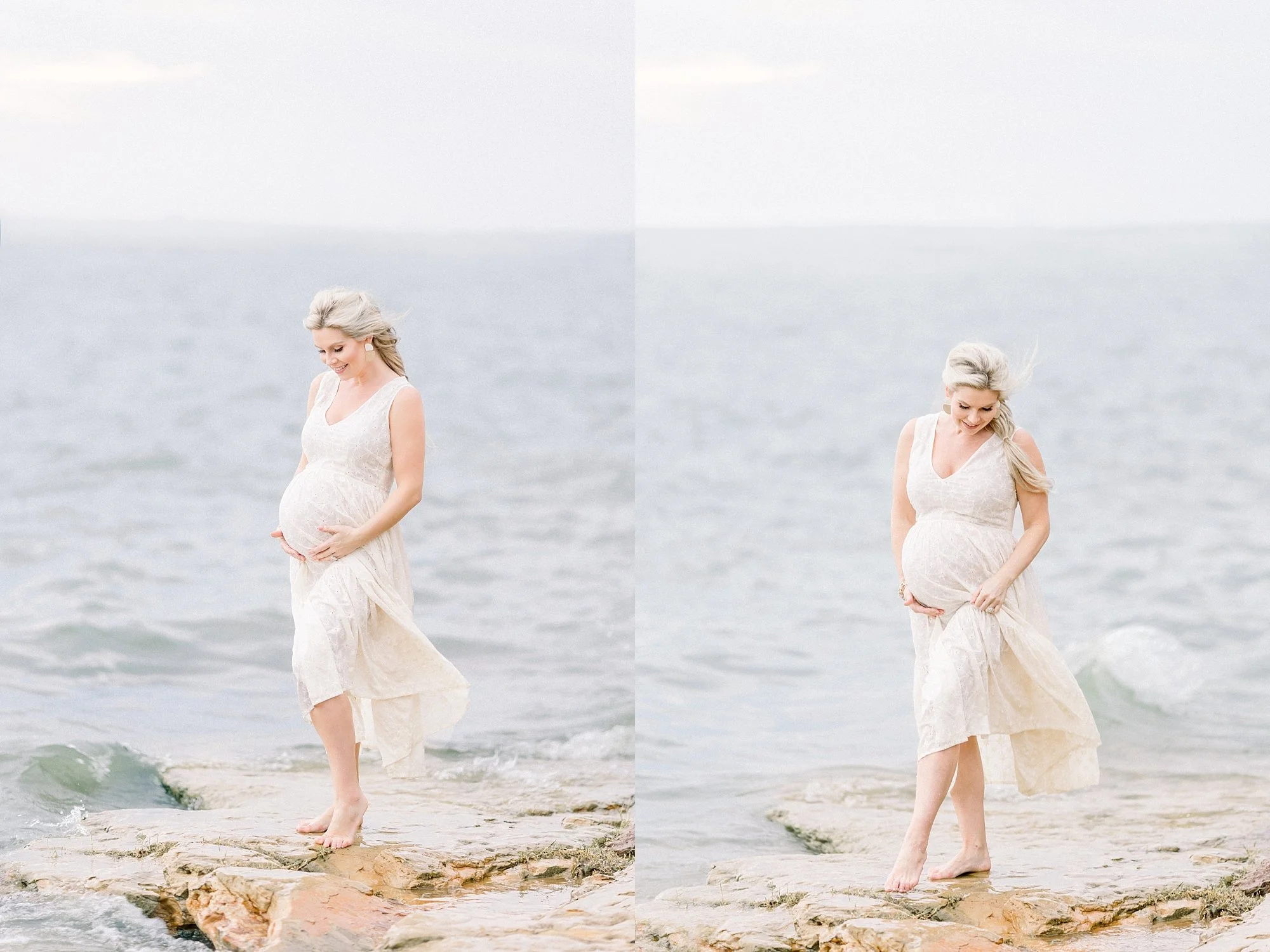 stunning maternity portraits near Dallas area lake