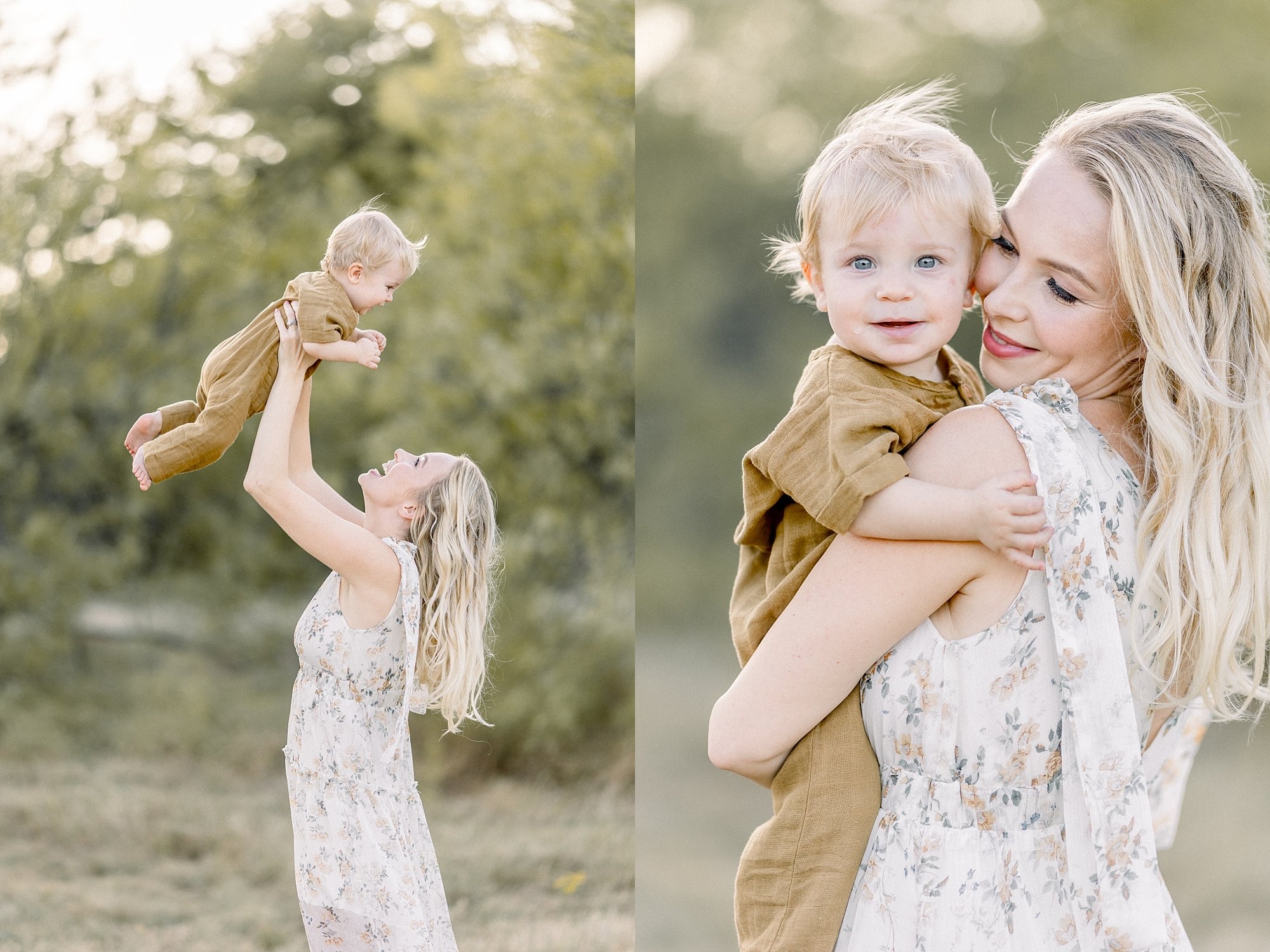 Dallas mom and son celebrating his first birthday during family photos