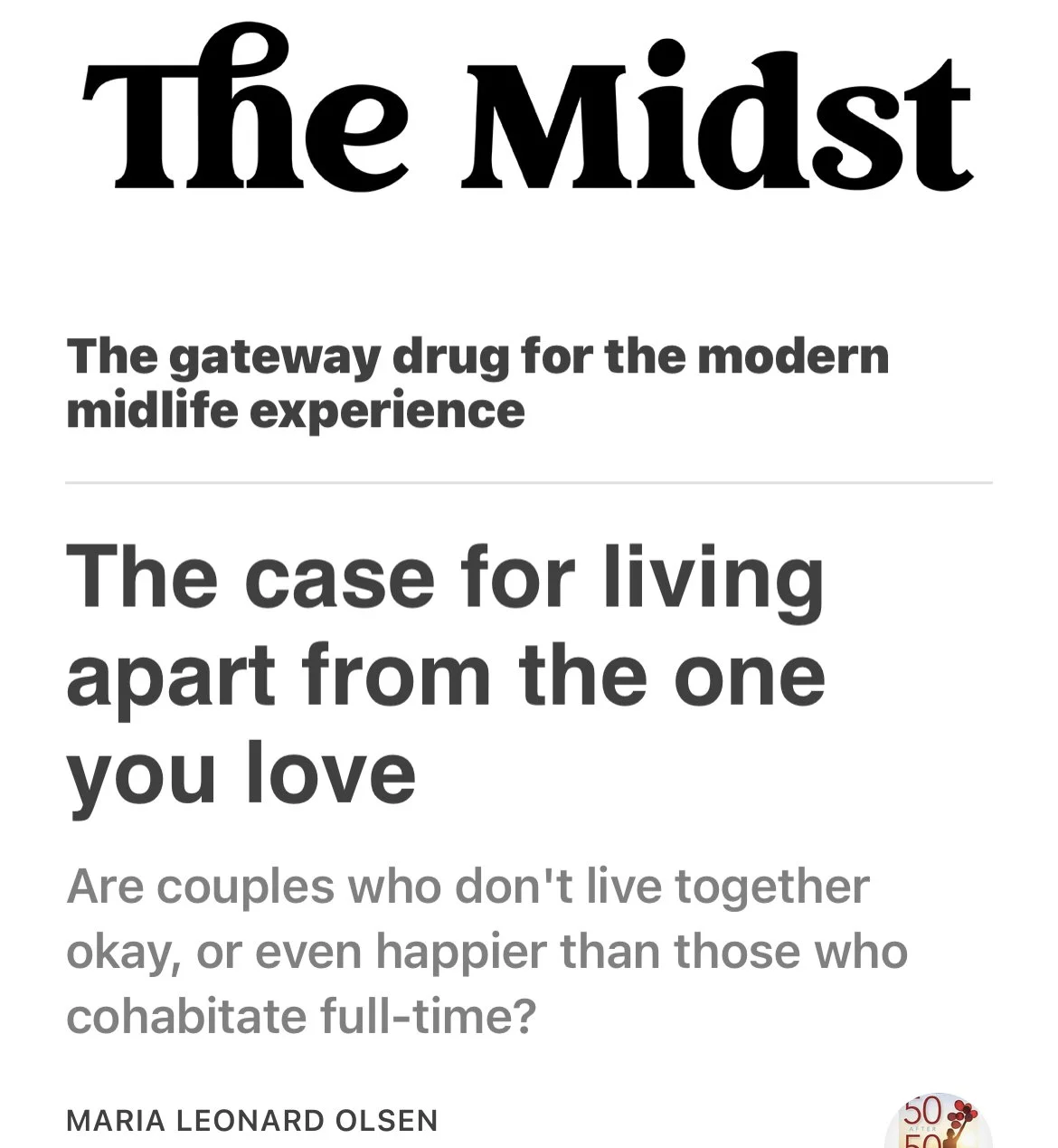Article for The Midst on Couples Living Apart Together