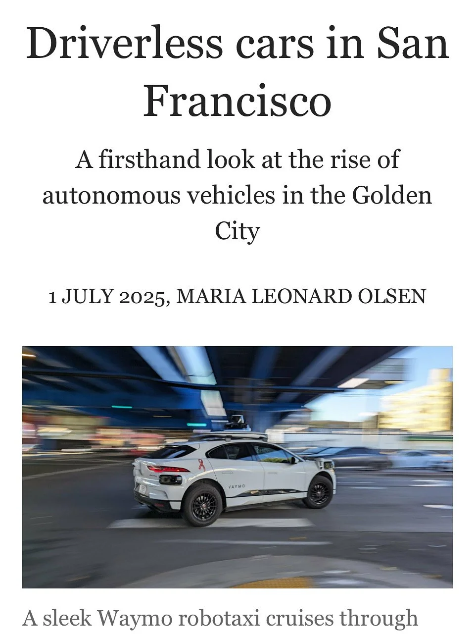 A Piece I Wrote for Meer on My First Experience in a Driverless Car