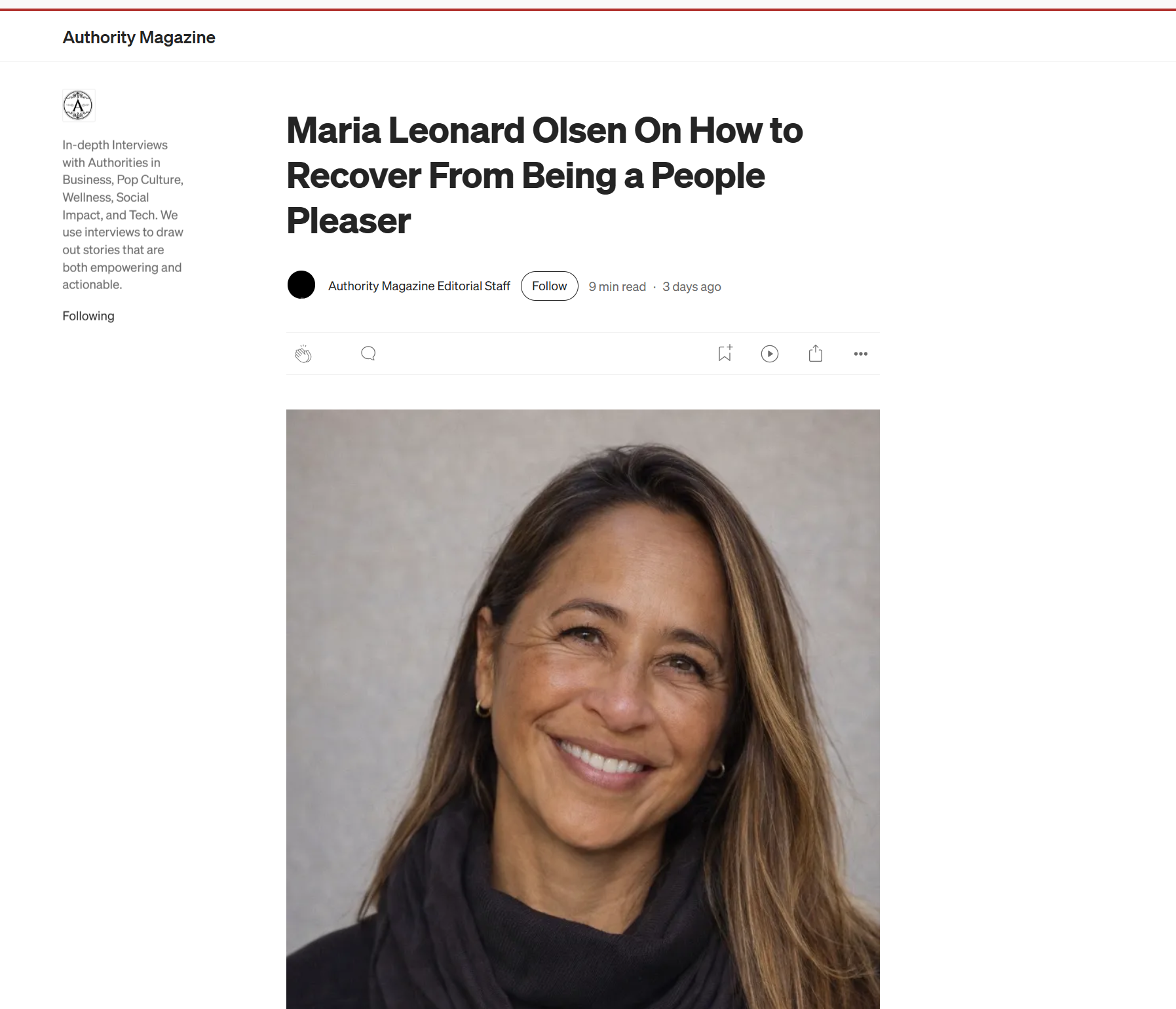 Interview with Authority Magazine on How To Recover from People Pleasing