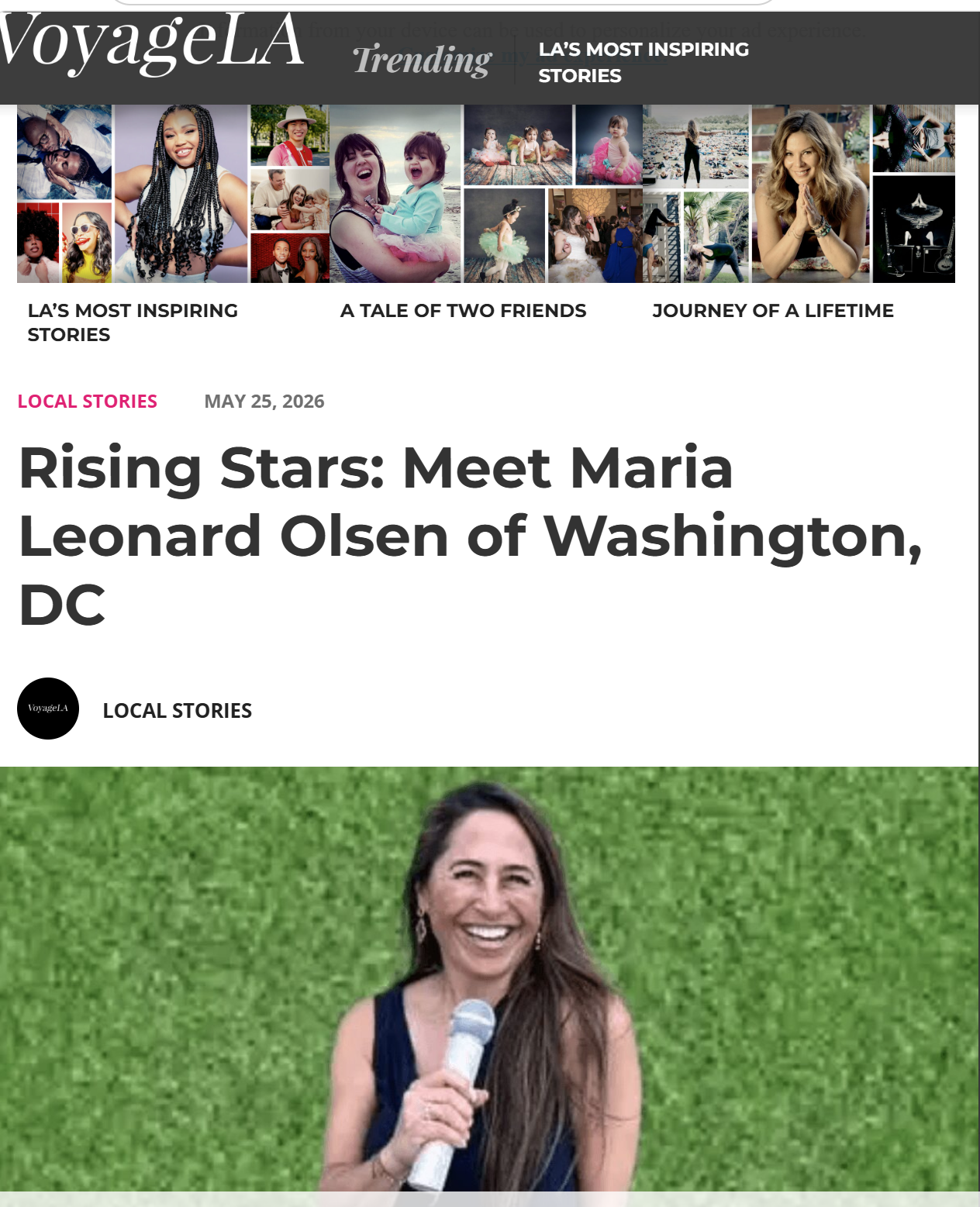 Profiled in VoyageLA Magazine as Part of Their Inspiring Stories Series