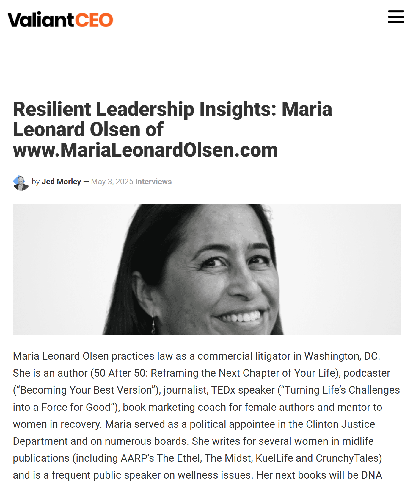 Interview in Valiant CEO Magazine