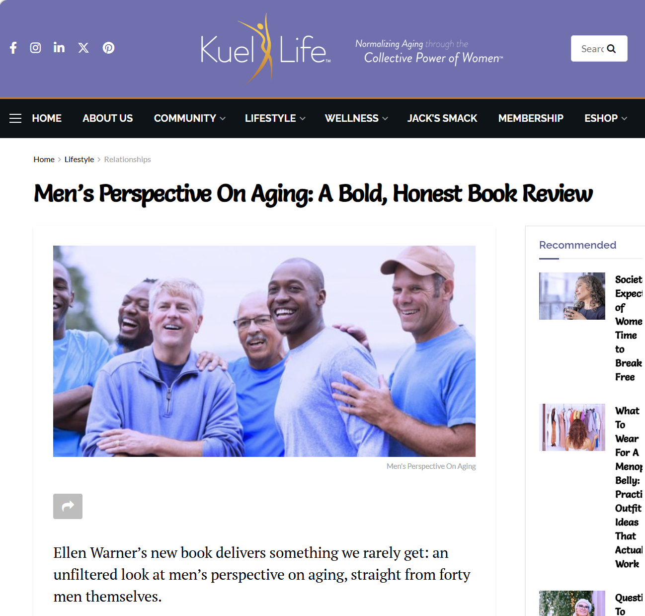 Review of Ellen Warner's New Book on Men's Perspectives on Aging