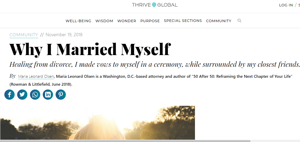 Piece on Marrying Myself, for Thrive Global