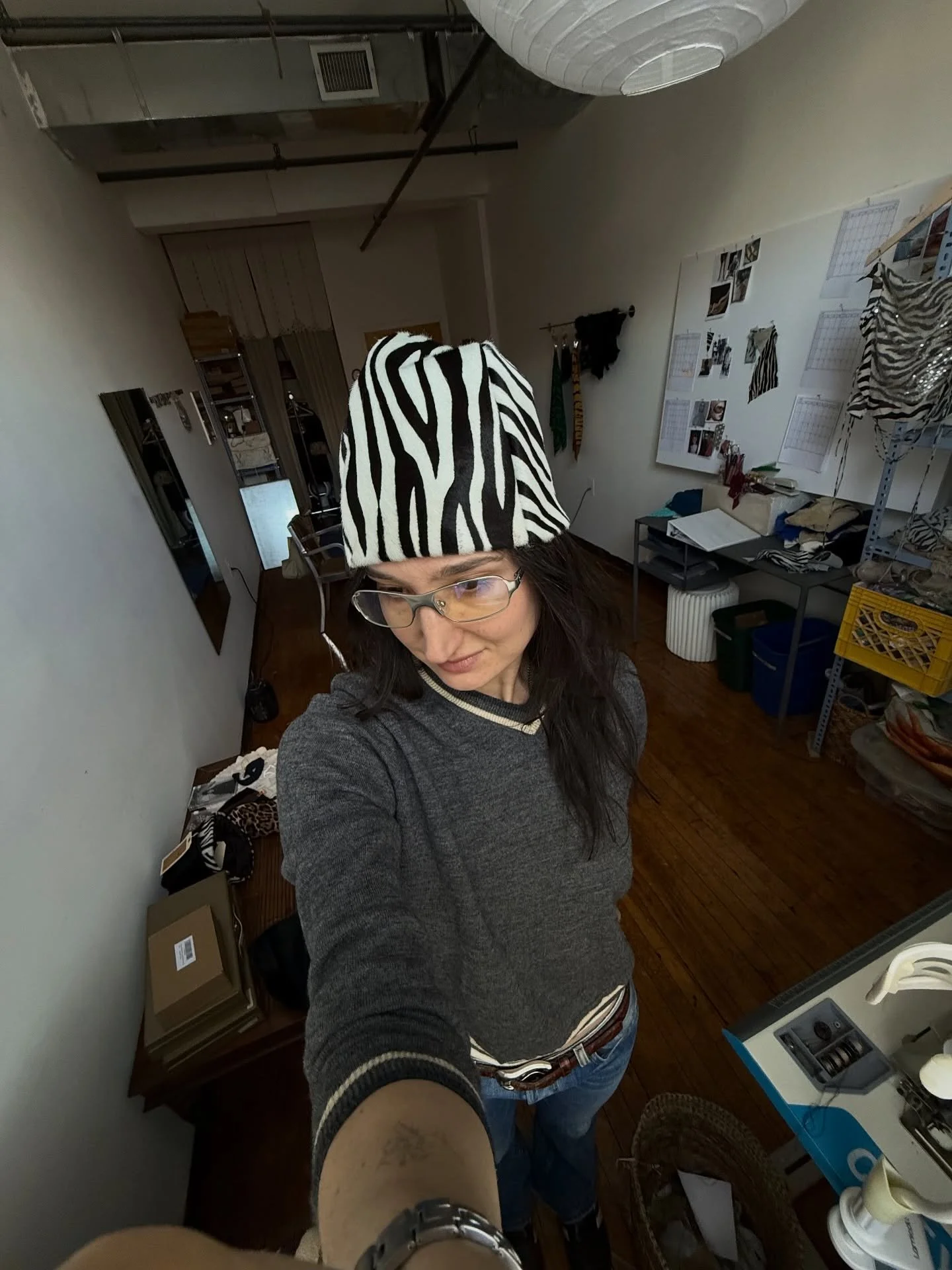 me everyday this spring 🤓 pony beanie in zebra pony hair 🦓 avail on the site in two sizes