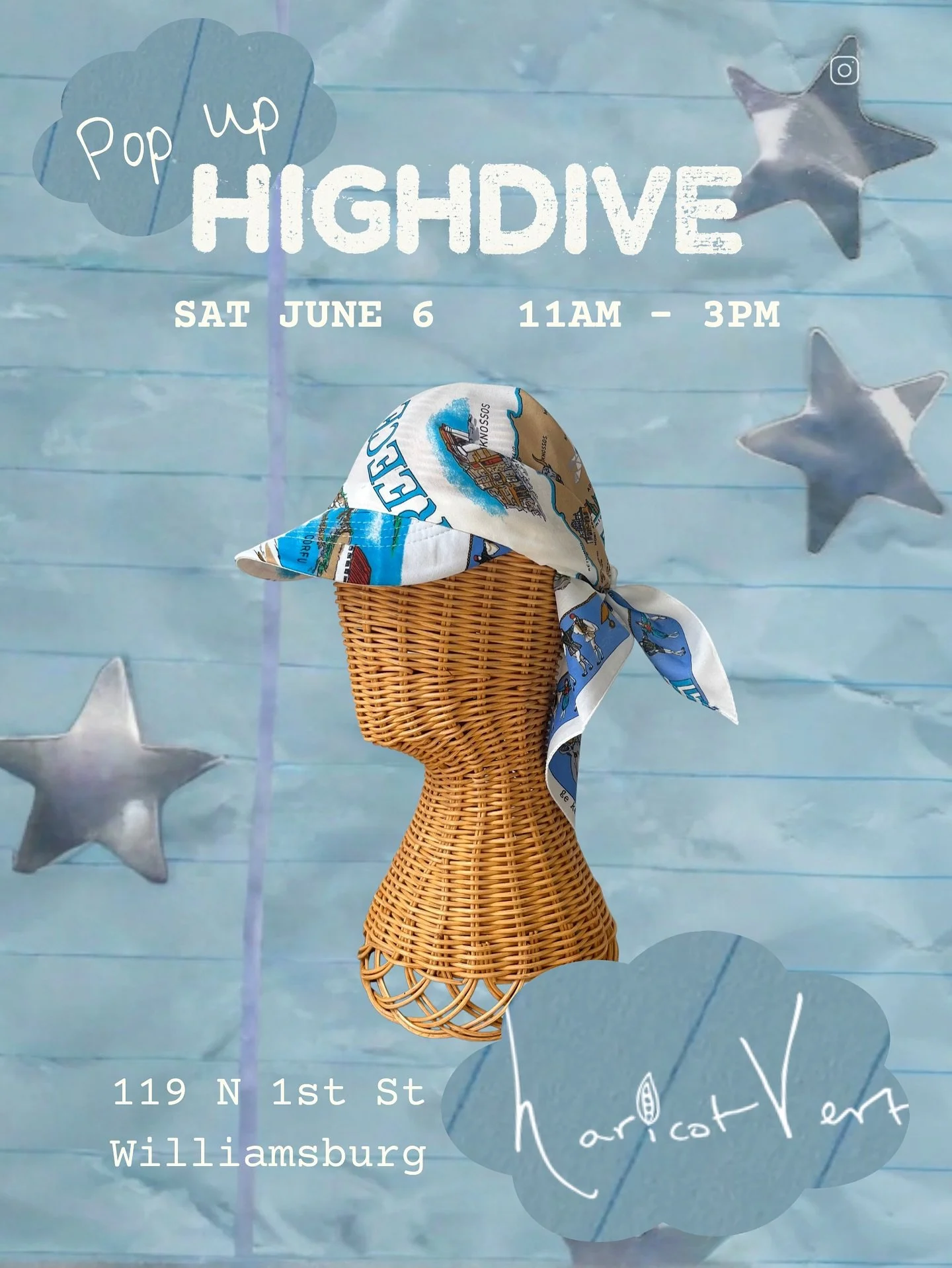 SATURDAY JUNE 6, 11am - 3pm | we&rsquo;ll be popping up with our friends @haricotvert to bring Highdive to their Williamsburg dreamworld 🫛☁️💕 come see what happens when two dreamers link up 💭 see you Saturday!!