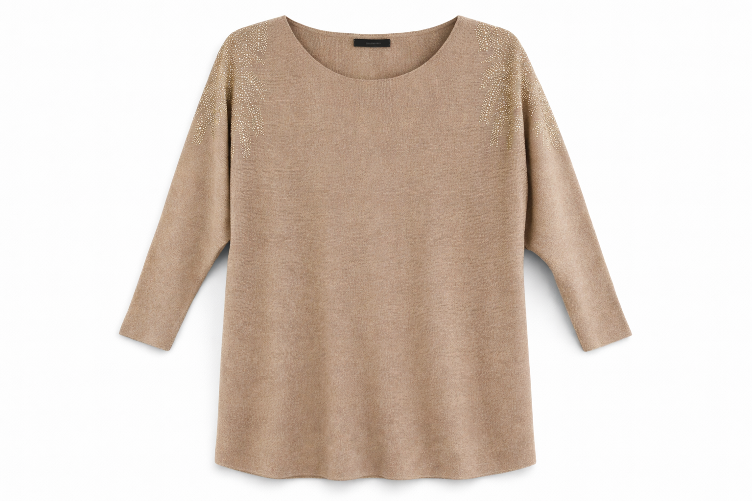 Taupe sweater with sparkling shoulder embellishment (6).png