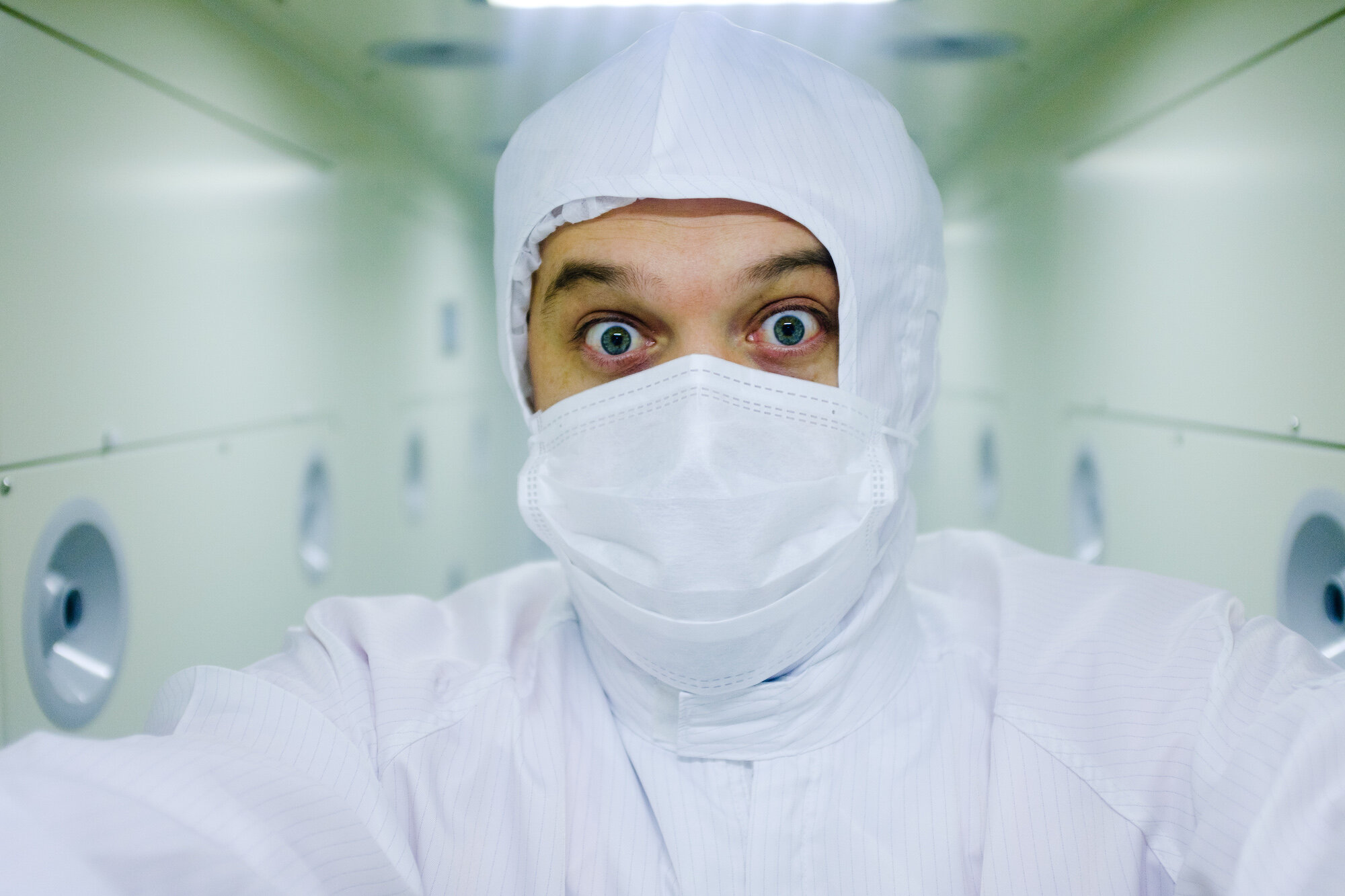 A selfie I took while going through the clean booth at FUJIFILM’s factory in Japan.