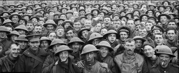 WW1 Group of Soldiers mug for the camera. Via Flickr.com