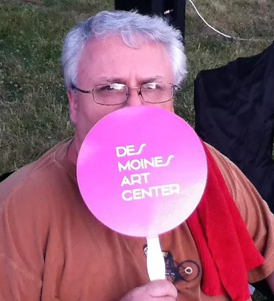 David waiting for the movie to begin at the Des Moines Art Center.