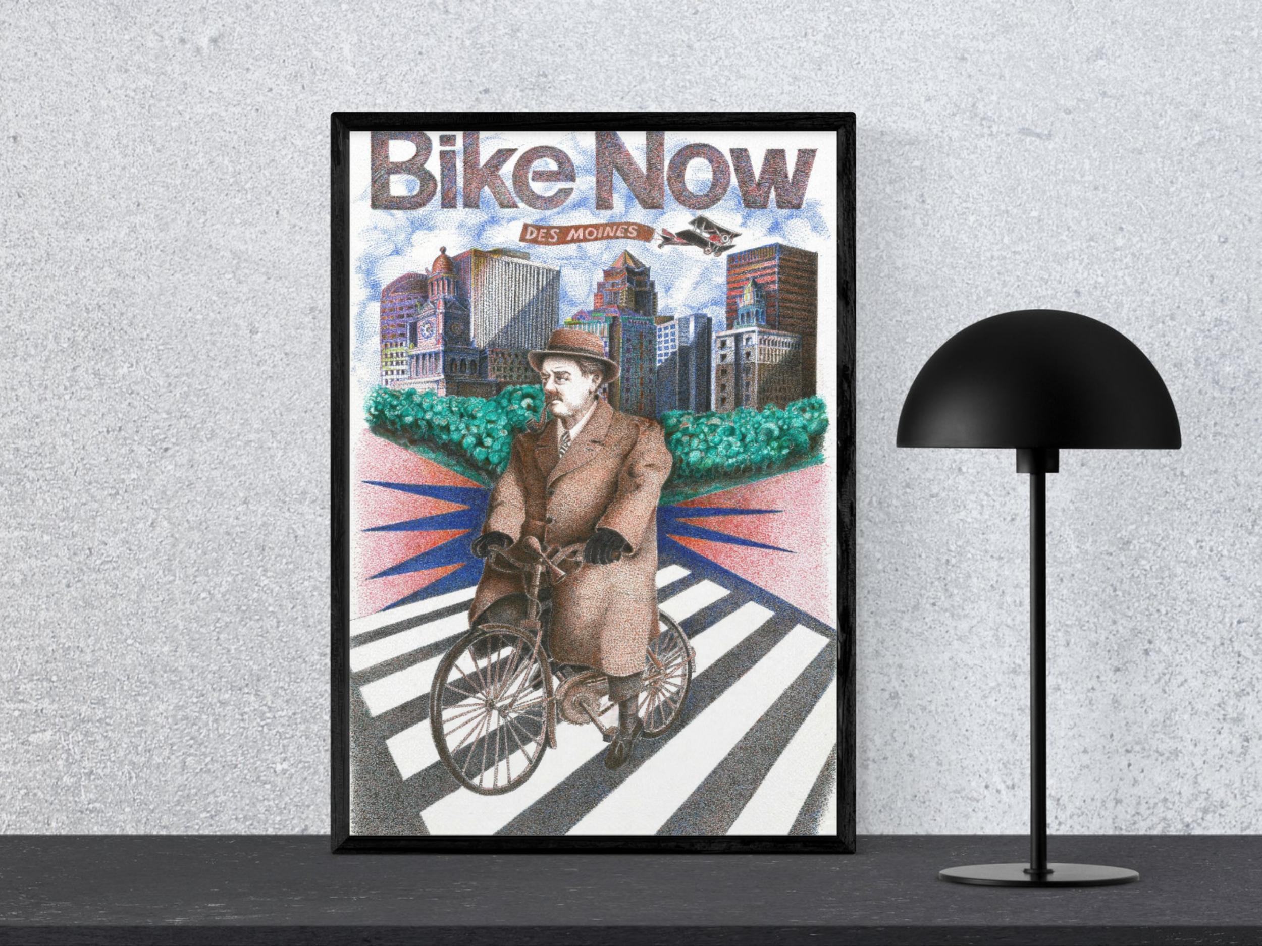 Bike Now Print in a contemporary office
